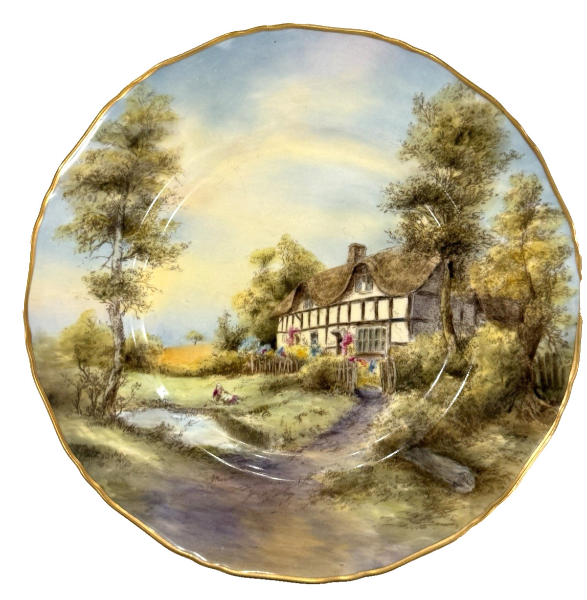 Pristine 1953 Royal Worcester 10.5″ Cabinet Plate Elmley Signed J Smith Mint