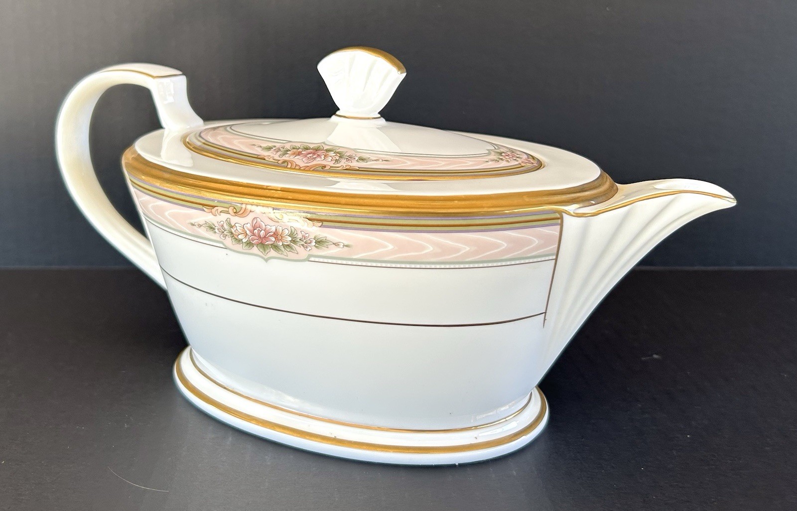 Noritake Bone China Romanticize Teapot Pot Pink Floral Band