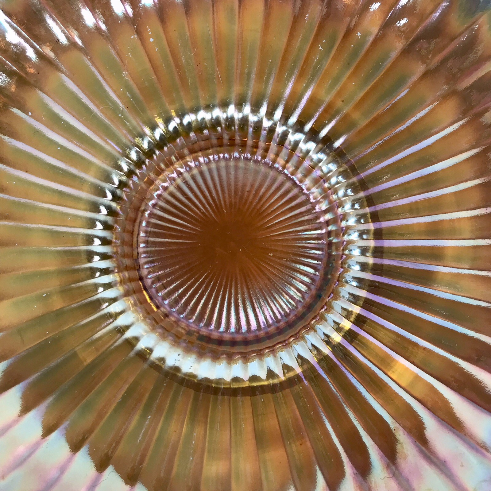 Westmoreland Carnival Glass Bowl Marigold Smooth Rays 9.25″ Six Ruffled Rim W51