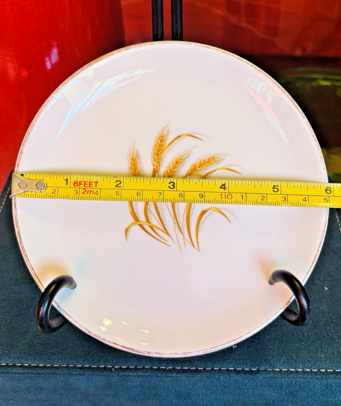 Vintage Golden Wheat 22K Gold Milk Glass Bread Dessert Plate 6″ Made USA