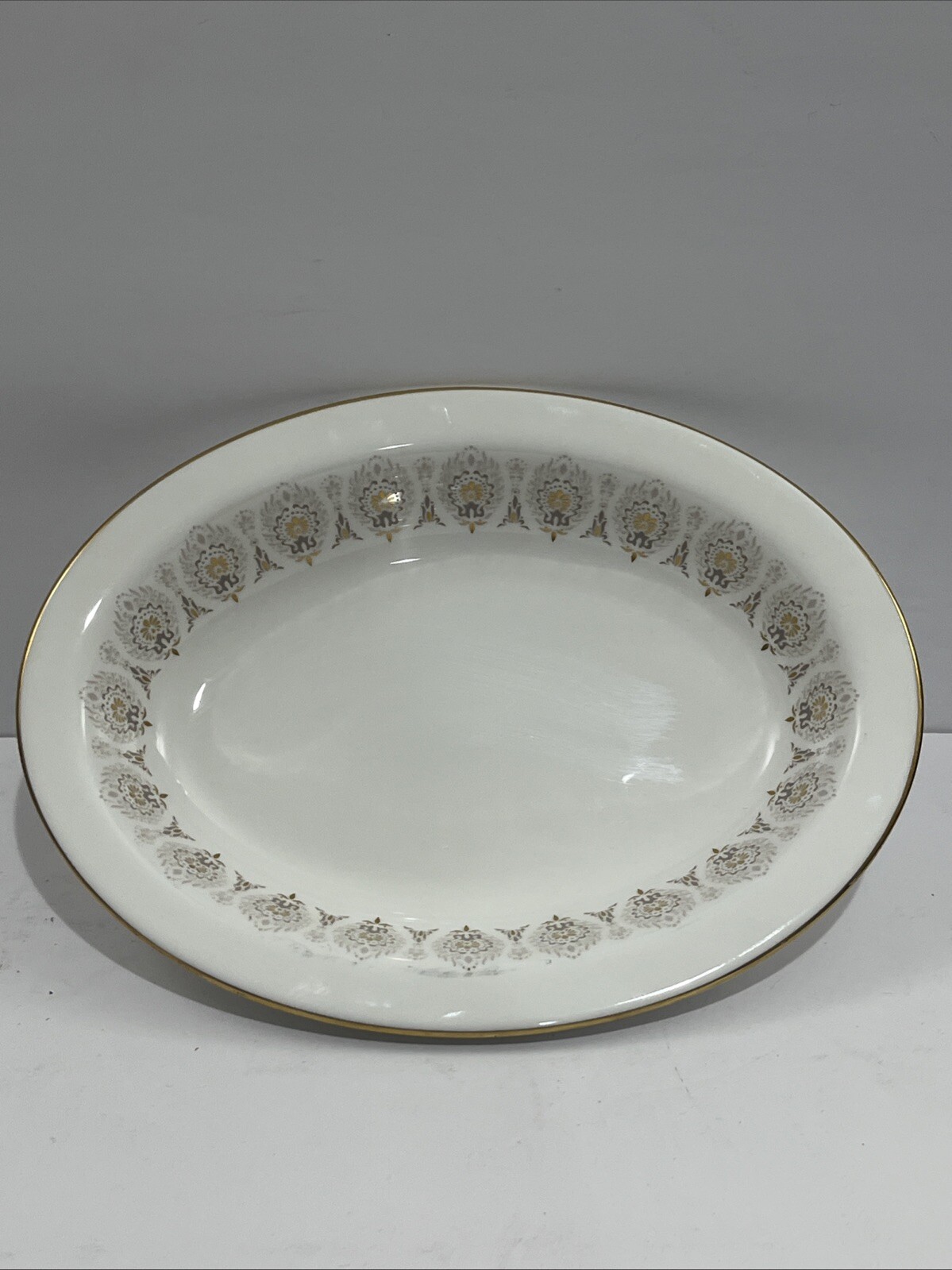 Vintage Wedgwood Medina Beige Bone China Oval Vegetable Serving Bowl 10”