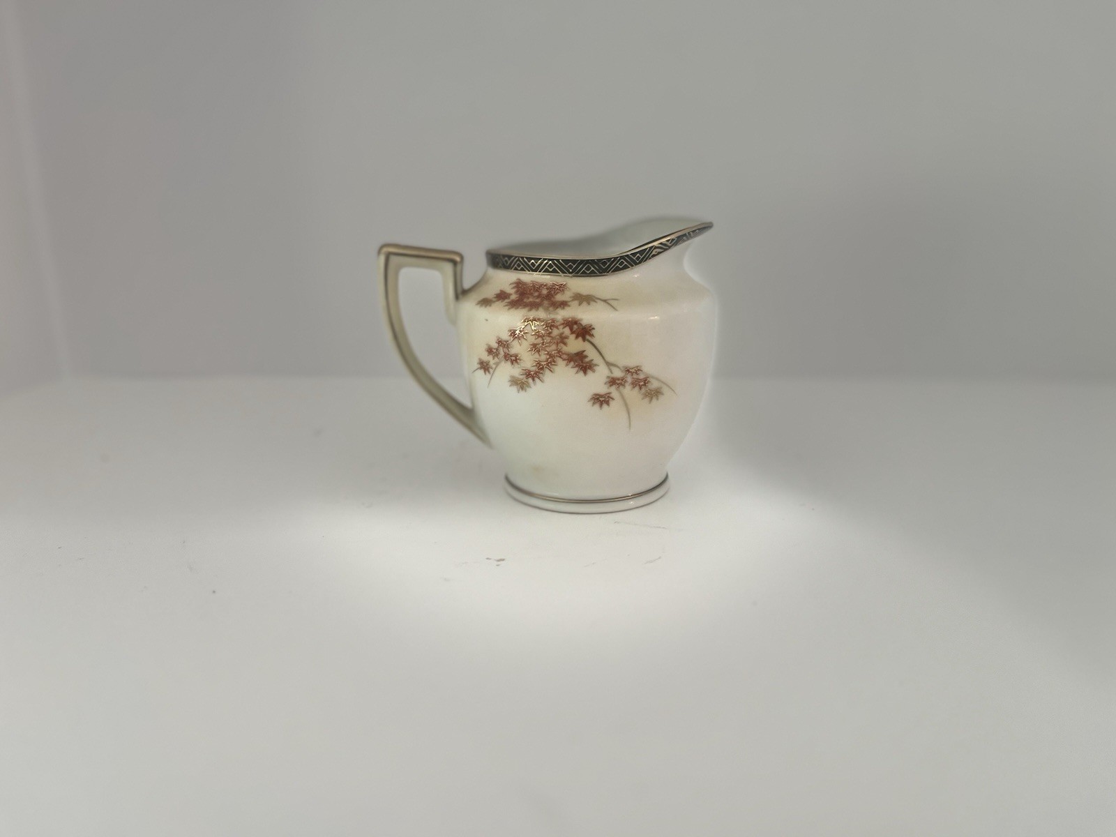 Vintage Hand Painted Porcelain Creamer, Red/Gold Flowers, Made in Occupied Japan