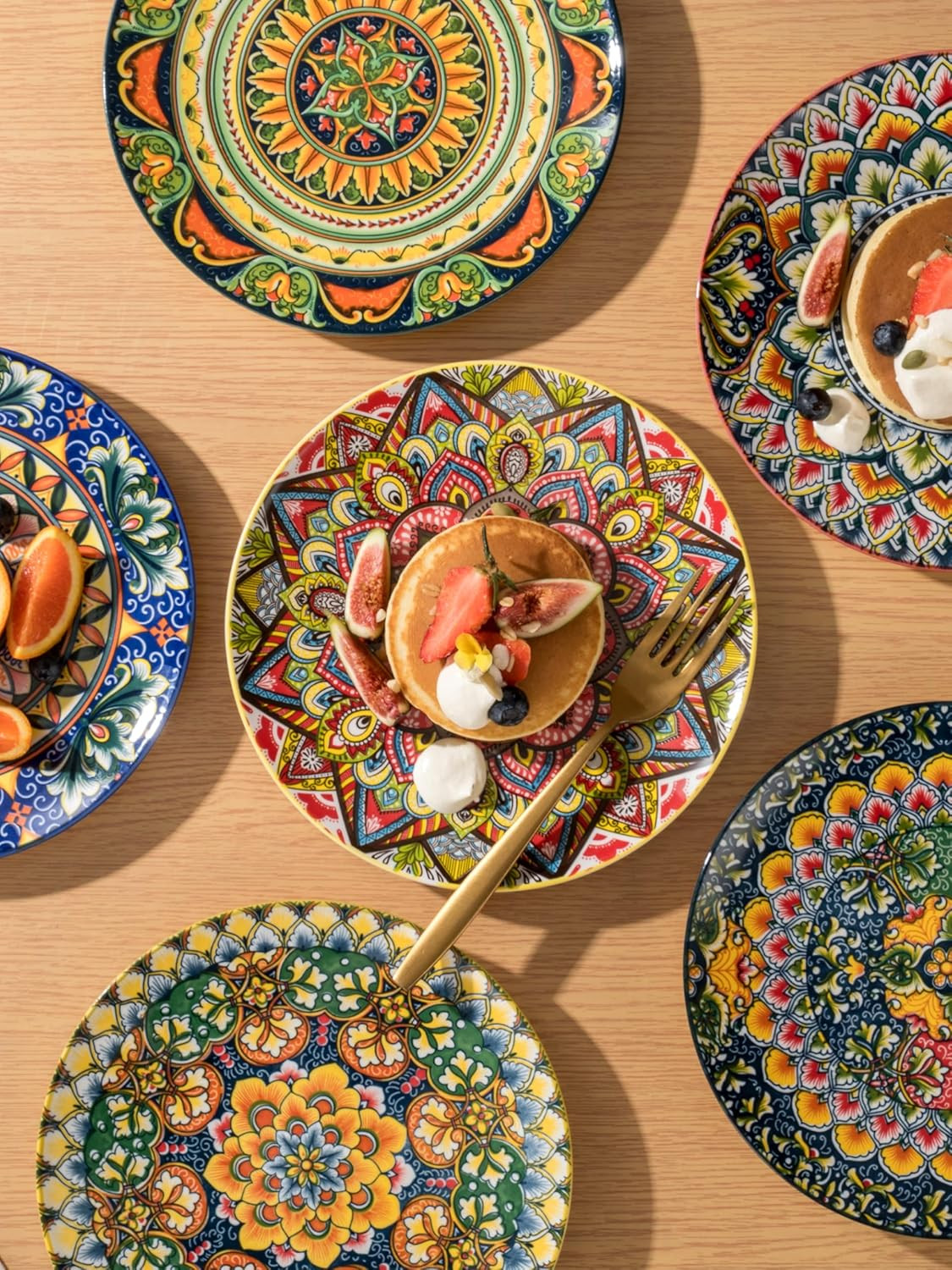 Ceramic Dessert Plates Set of 6, 8.5 Inch Porcelain Salad Plate