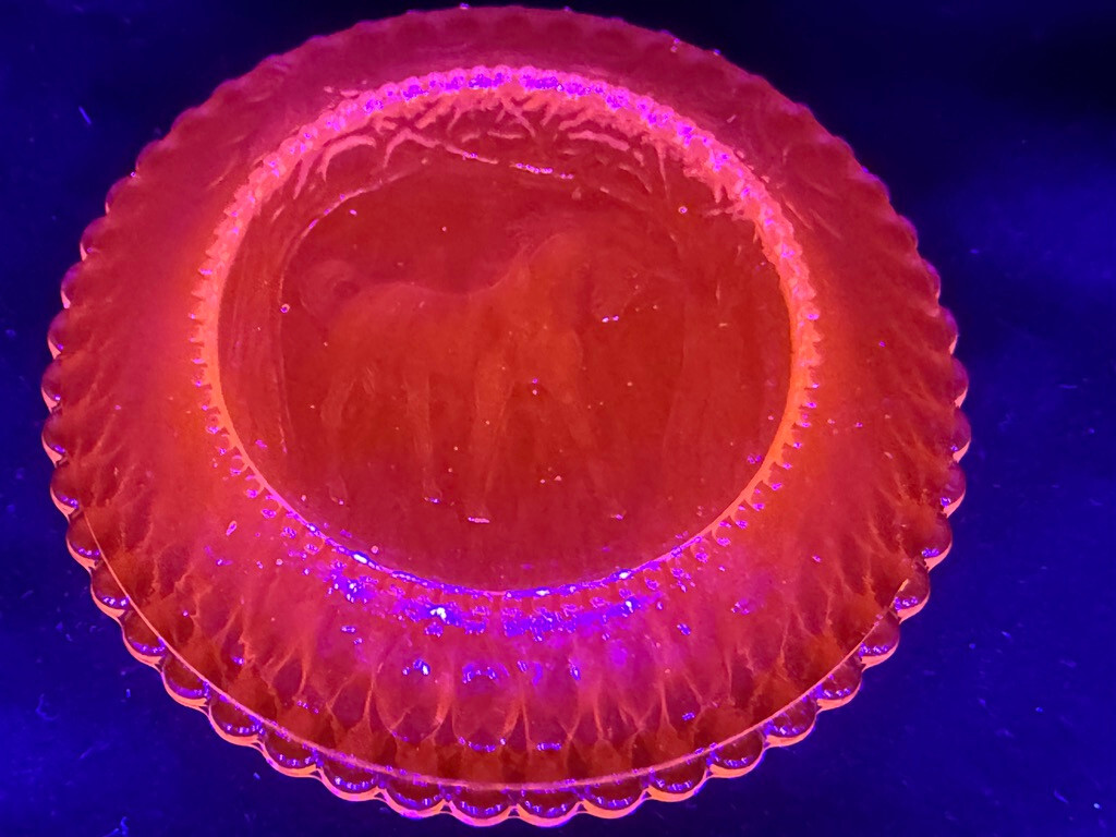 Green Vaseline glass Unicorn plate tea cup horse uranium pony saucer selenium 3″