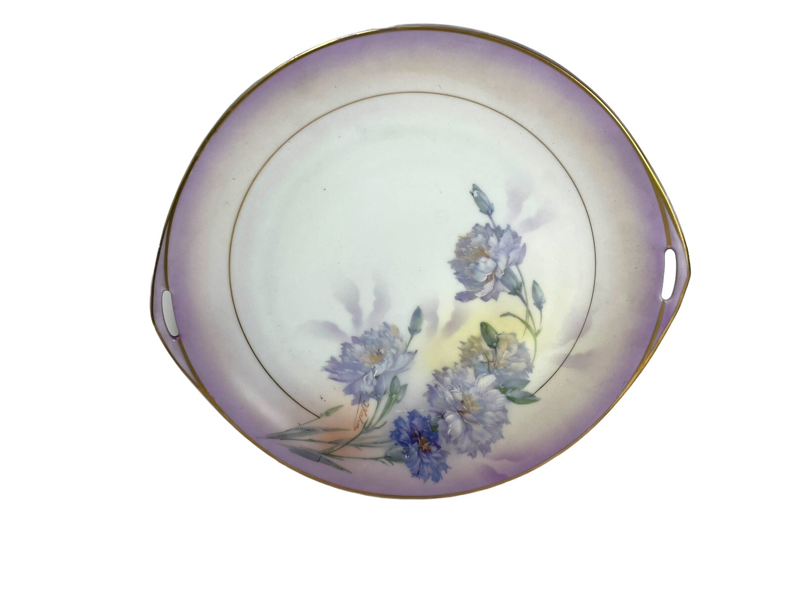 Royal Rudolstadt Prussia Hand Painted Light Purple 10.5” Cake Plate c1905-1920