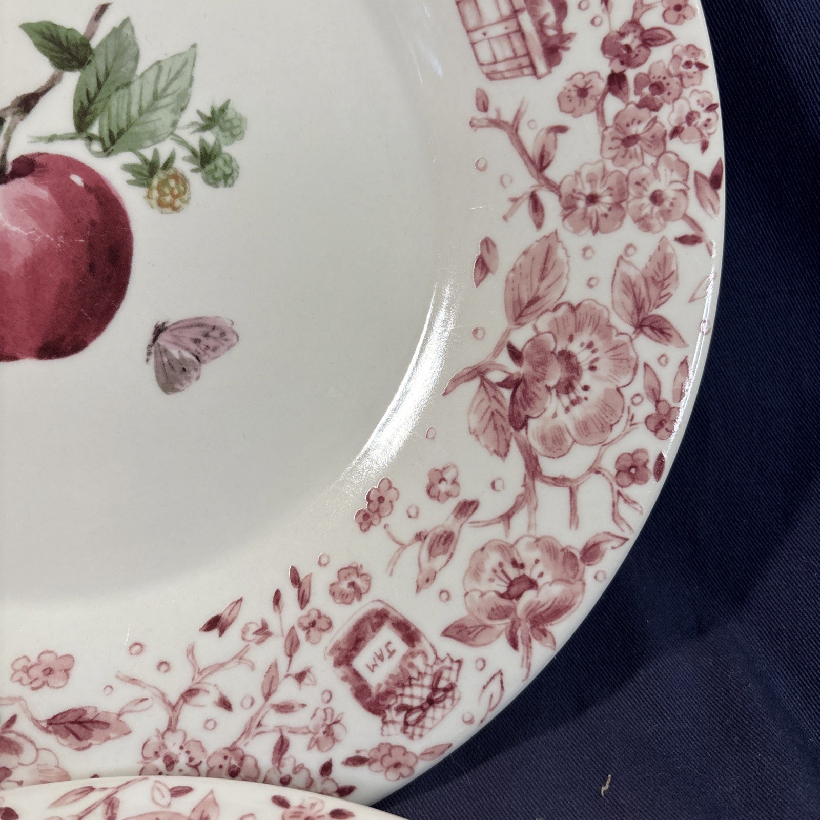 Pfaltzgraff Delicious Apple 11″ Dinner Plates Set of 2 Pink Floral Border