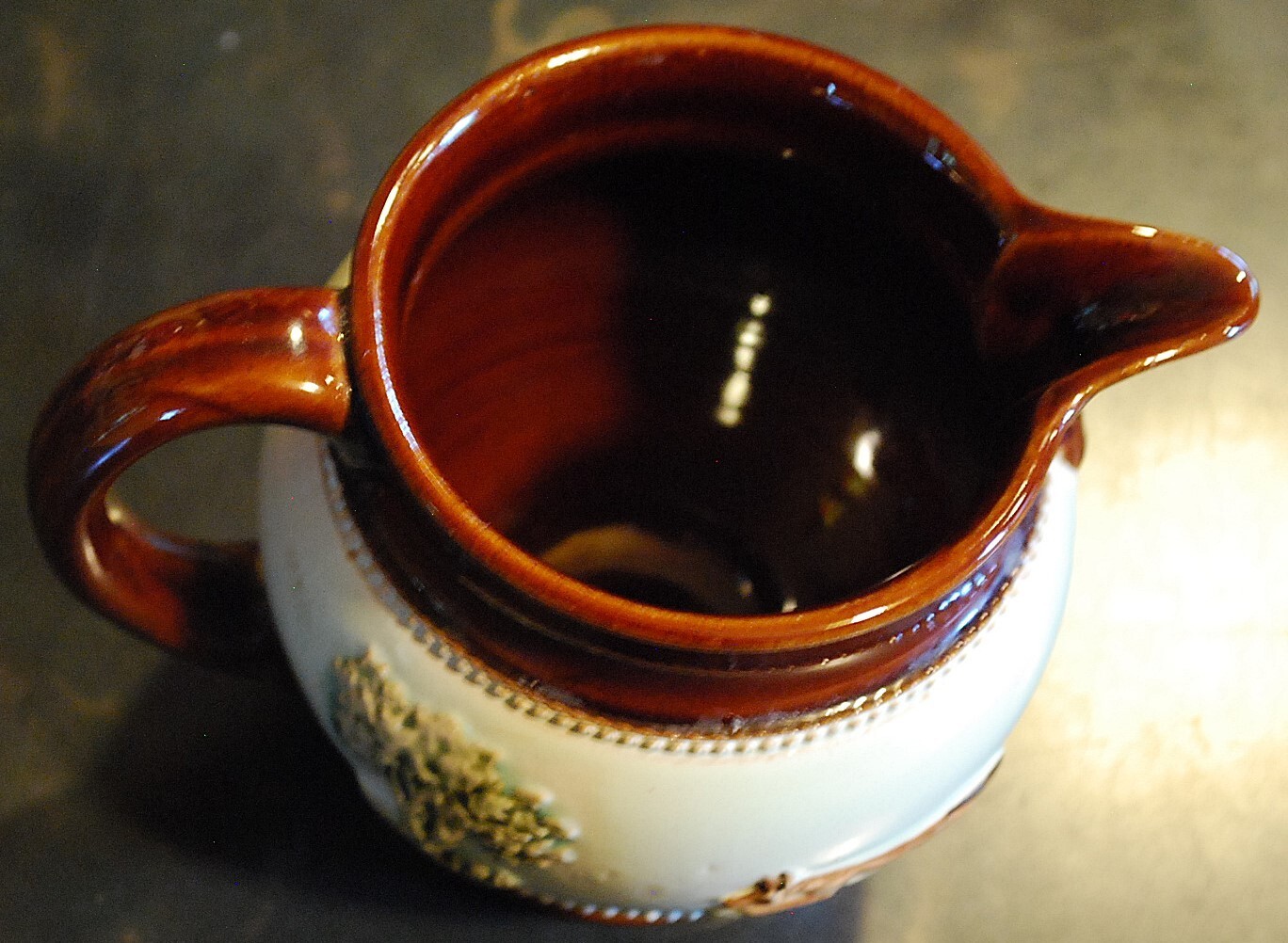 Vtg 1930’S BOURNE DENBY DERBY POTTERY FOX HUNT Creamer/Pitcher England 4″ Glazed