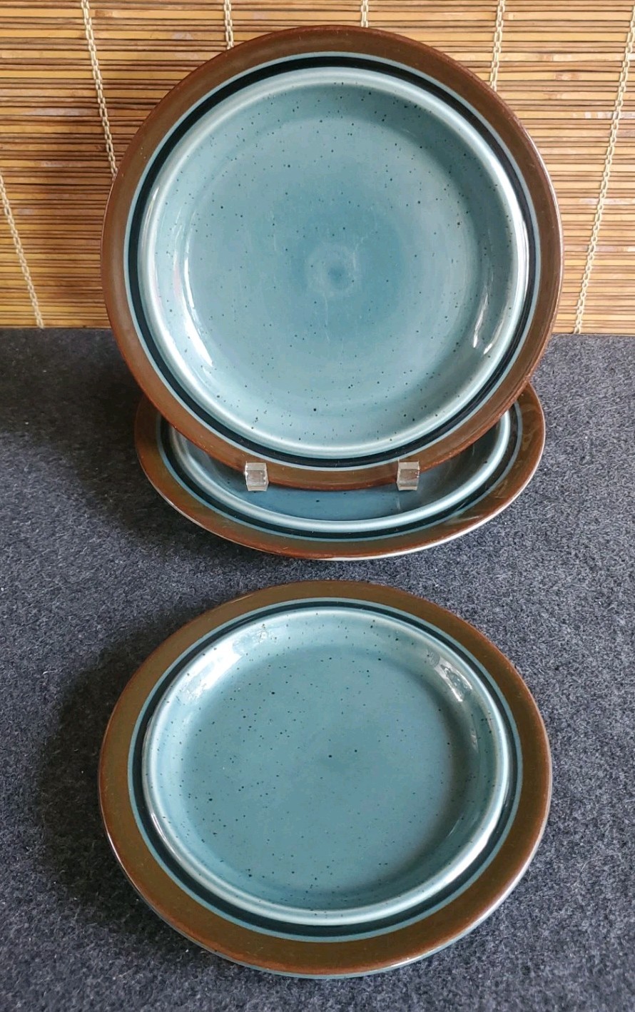 Arabia Finland Meri Blue (2) Dinner Plates 10-1/8in and (1) Salad Plate 8in