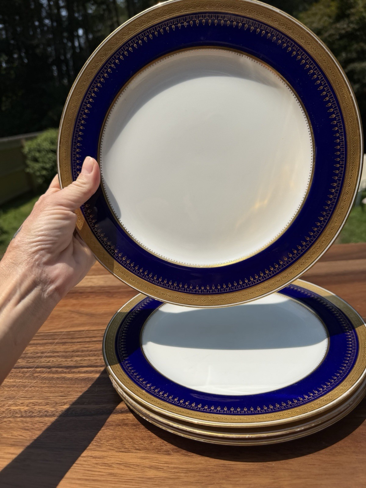 Antique Mintons Cobalt Blue Gold Encrusted Plates MW Beveridge Washington DC