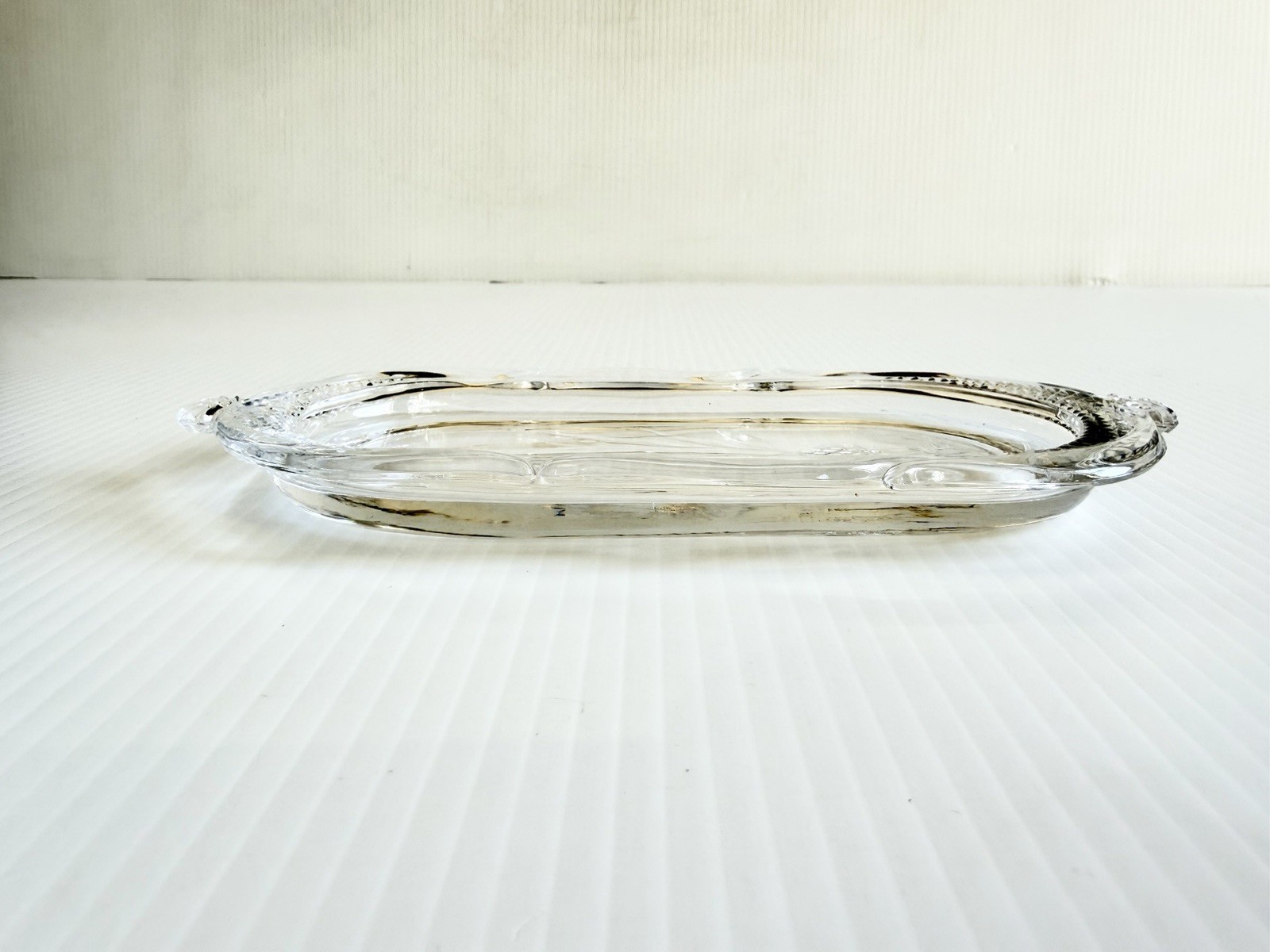 Vtg Heisey Plantation Pineapple Clear Glass Celery/ Butter Dish Oval 9.5x 4.25″