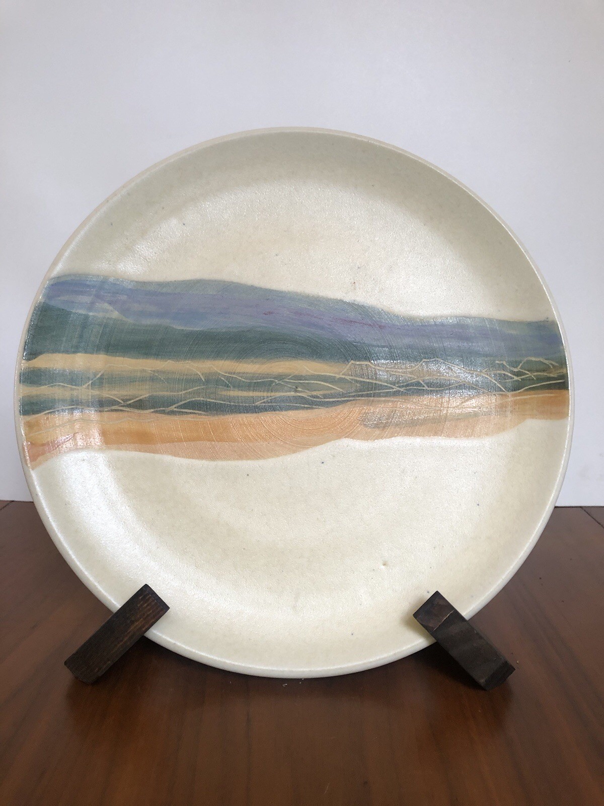Vintage MCM Studio Pottery Art Plate hand painted Modern Rotraut Germany 10 in