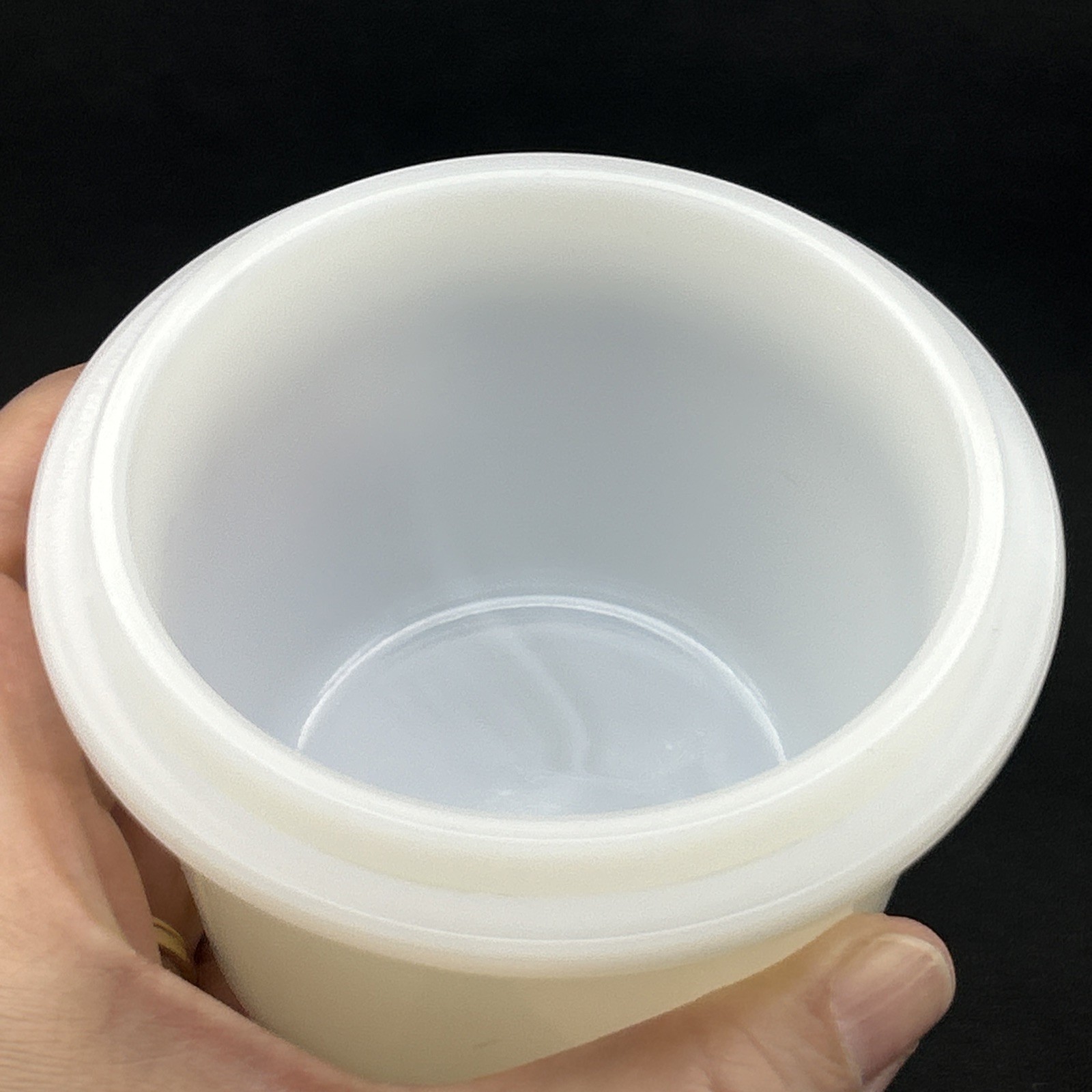 Vintage White Milk Gass Hazel-Atlas “Drippings” Covered Jar 1936 RARE