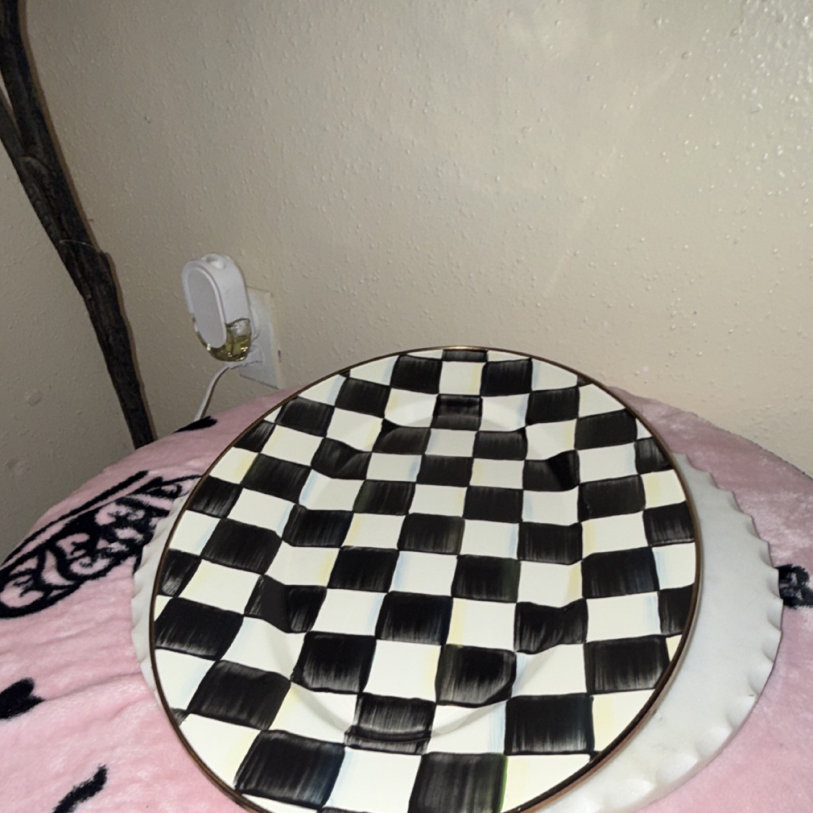 MacKenzie-Childs Courtly Check Oval Platter Ceramic Black White Checked 89270-40