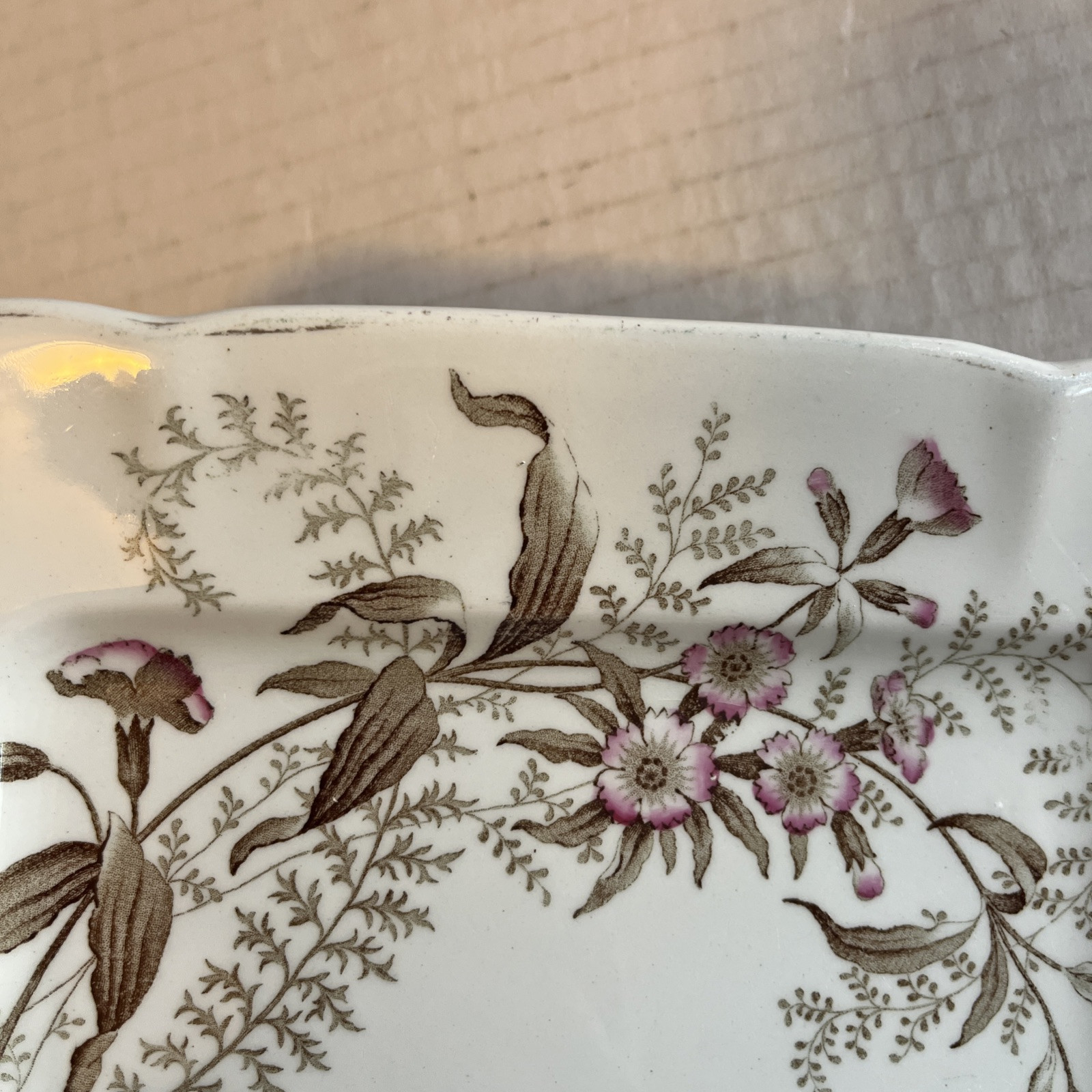 Fenton Plate Edwards Bros Ironstone China Platter England Victory Floral Antique
