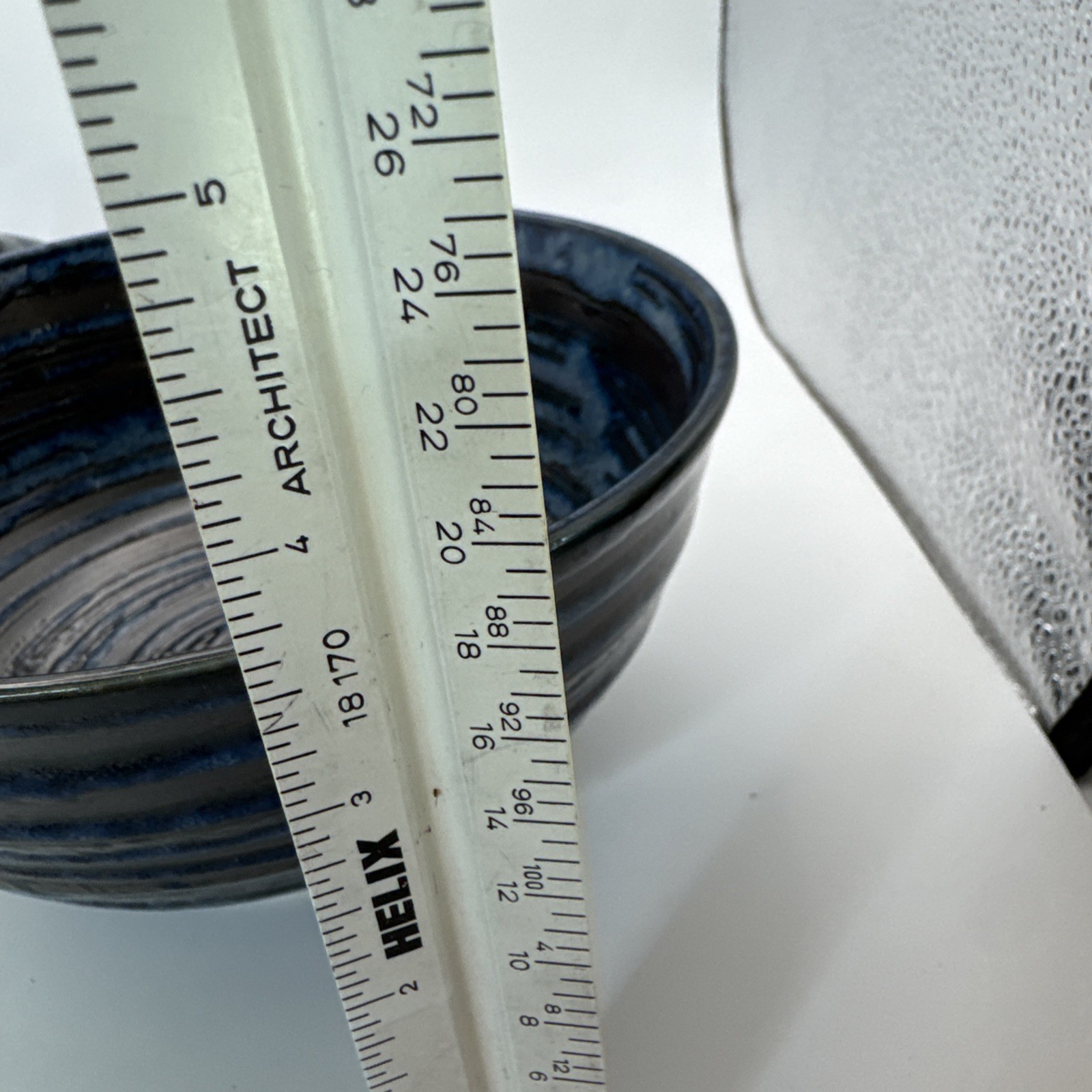 Set of 2 Art Blue Copper swirl ceramic udon noodle ramen bowls 6.5 in