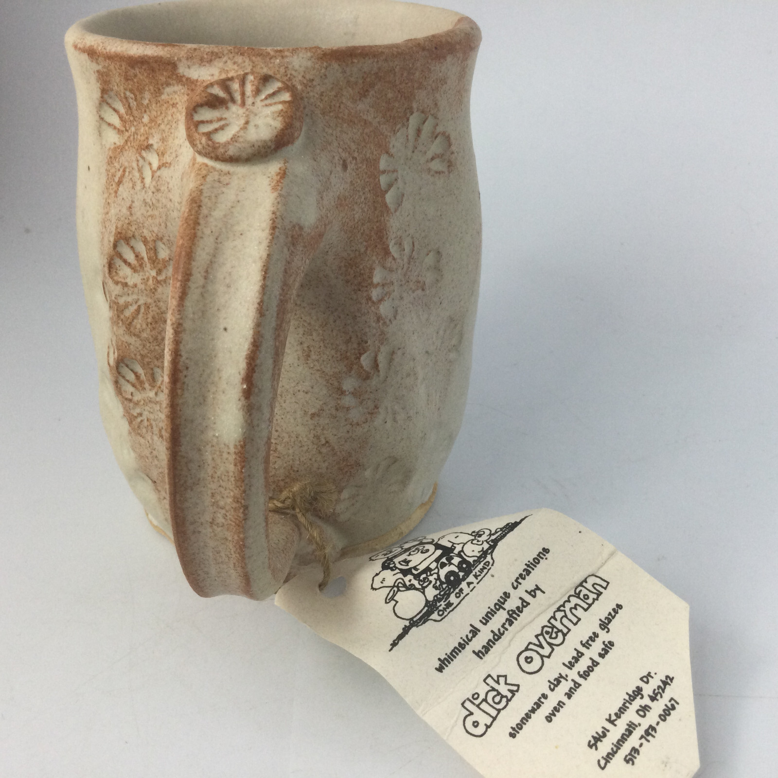 Art Pottery Tea Coffee Mug Cup Dick Overman Funny Ugly Face Devil Horns