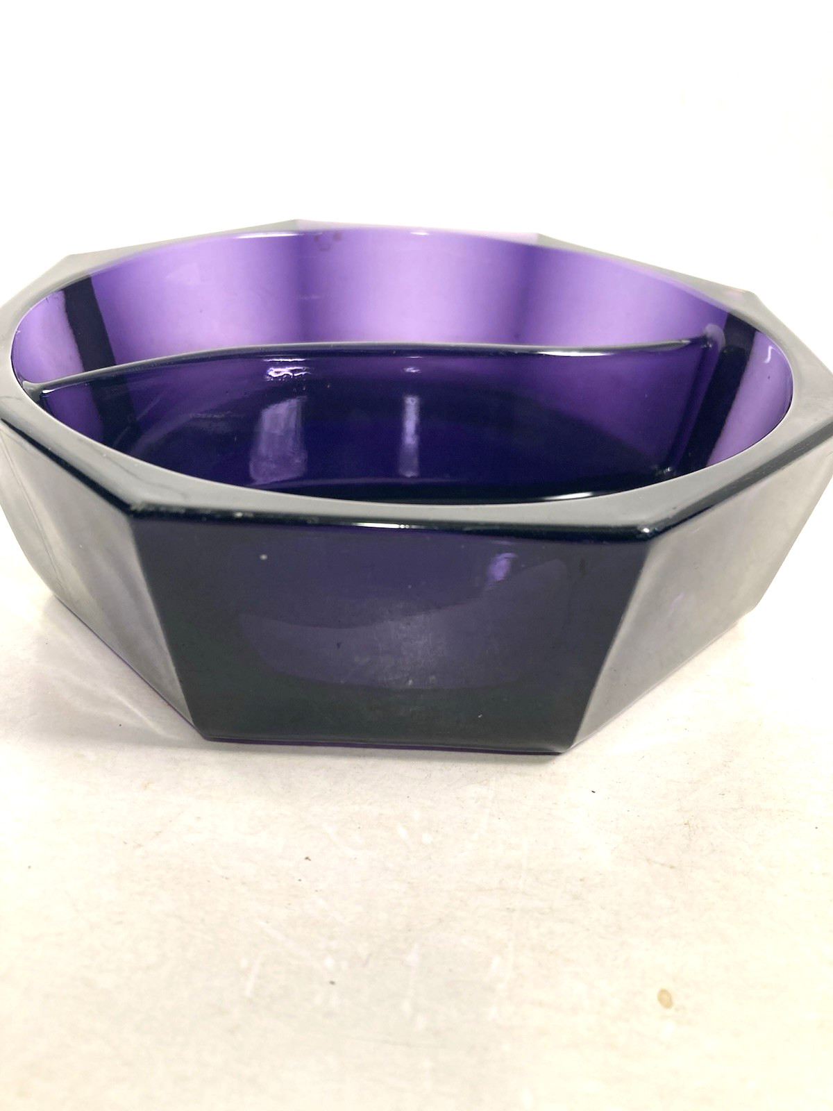 Vintage irradiated Purple Glass Dish, Divided Server, condiment, trinket tray