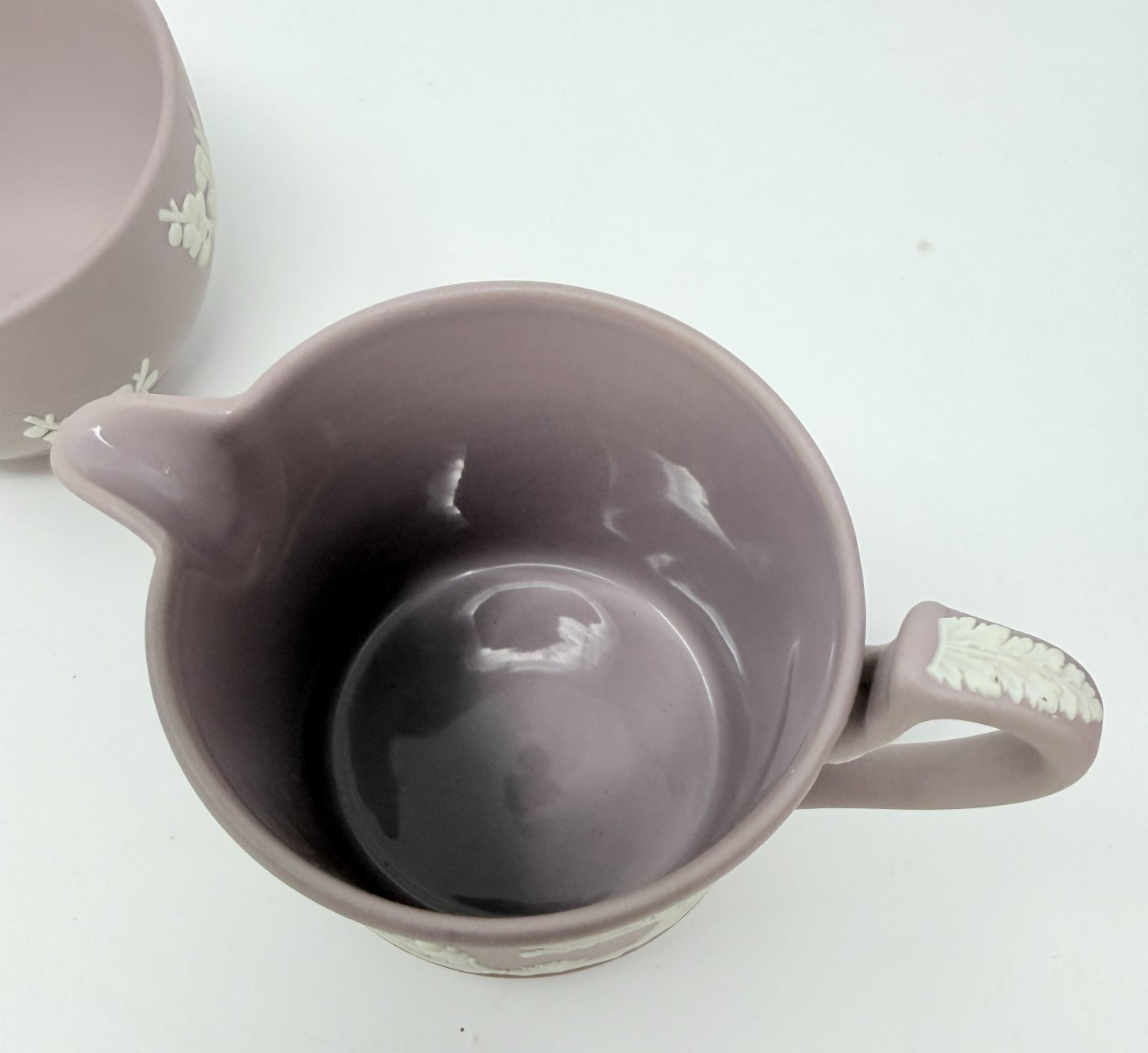 Wedgwood Lilac Jasperware Creamer And Open Sugar Bowl