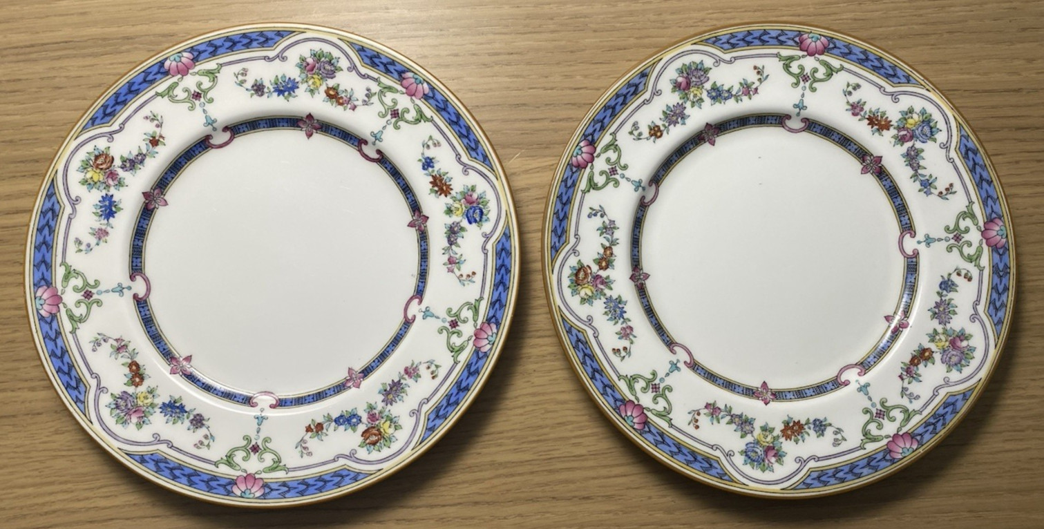 Lot 2 Minton Rippon Salad Plate 7.75″ England Floral Bone China