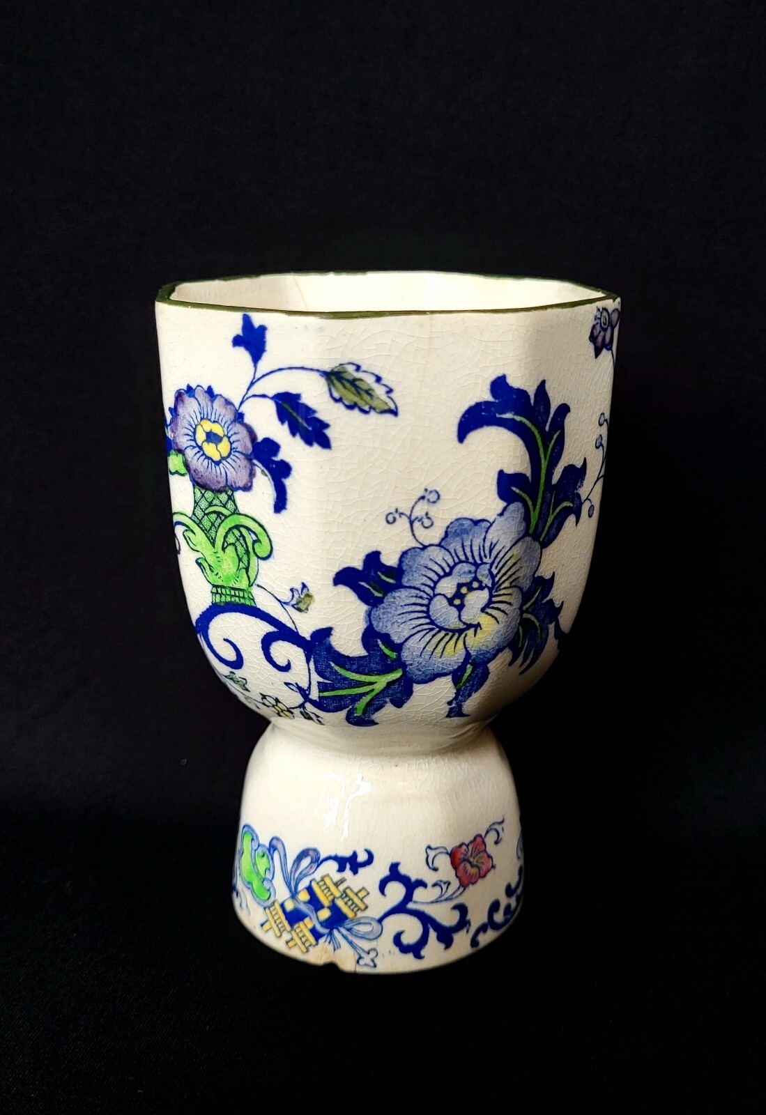 Antique Royal Doulton Burslem NANKIN Floral Porcelain Double Cup England c1900