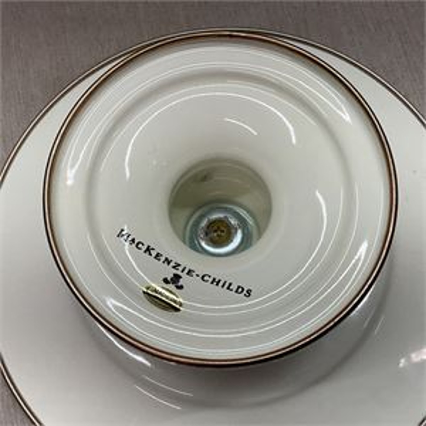 MacKenzie-Childs Courtly Check Mini Pedestal Platter