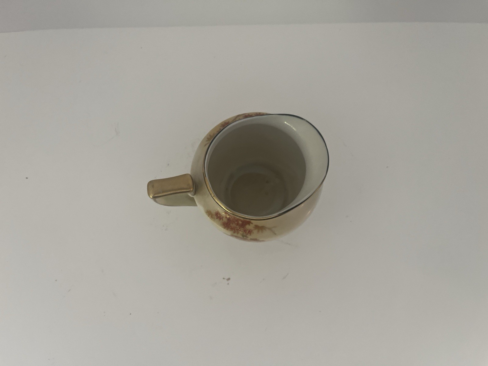 Vintage Hand Painted Porcelain Creamer, Red/Gold Flowers, Made in Occupied Japan
