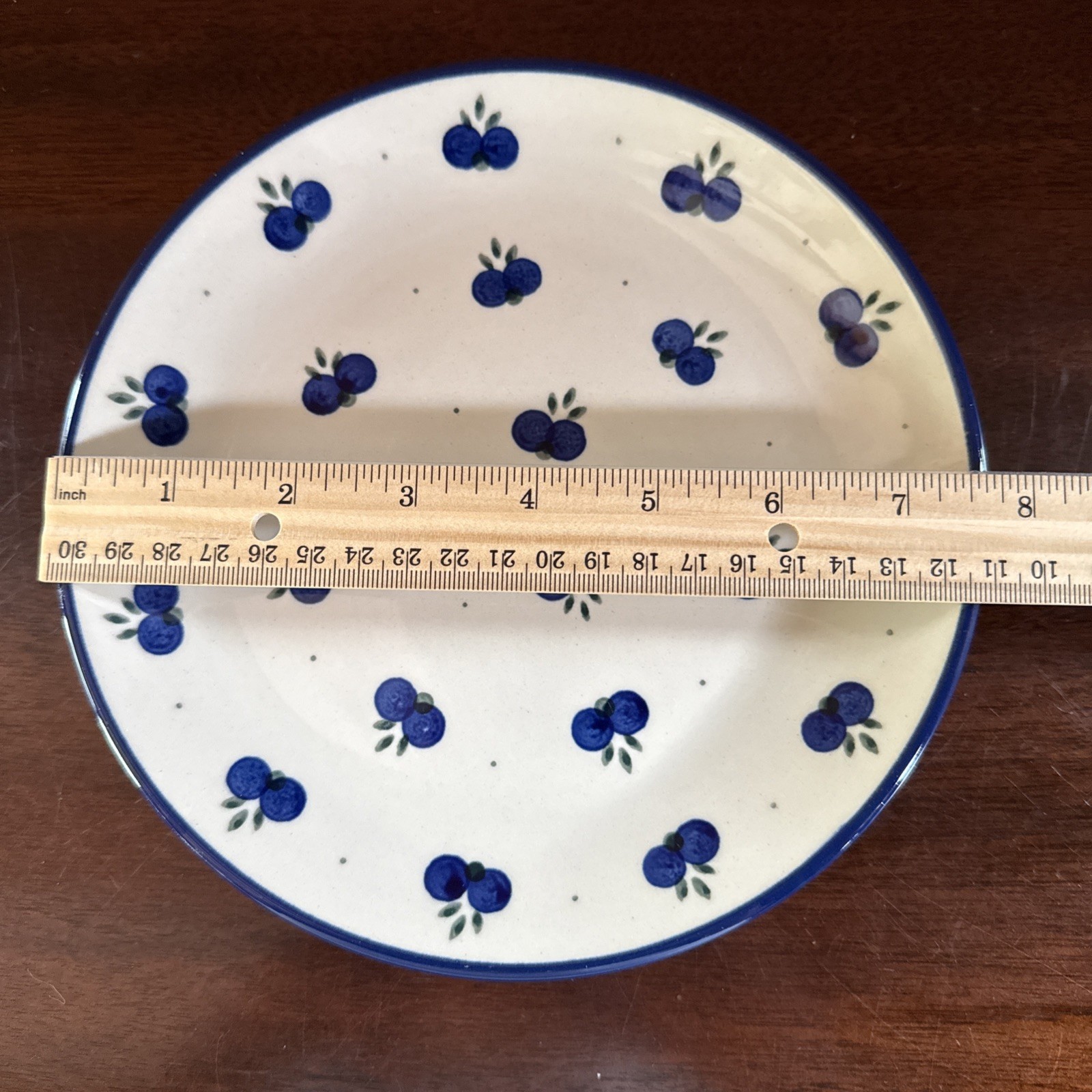 Polish Pottery Small Round Plate Hand Painted Boleslawiec- Berries