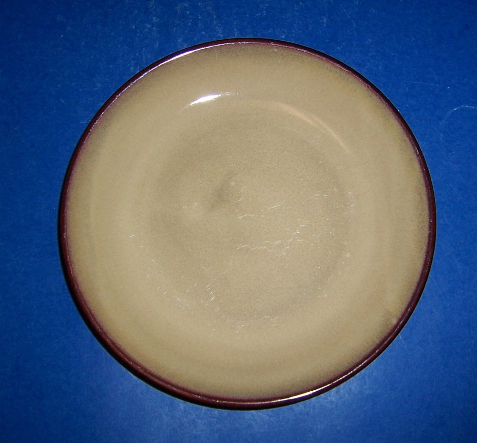 Sango Nova Brown 6 Salad Plates (7 7/8” ) Stoneware Tan with Brown Edge Good