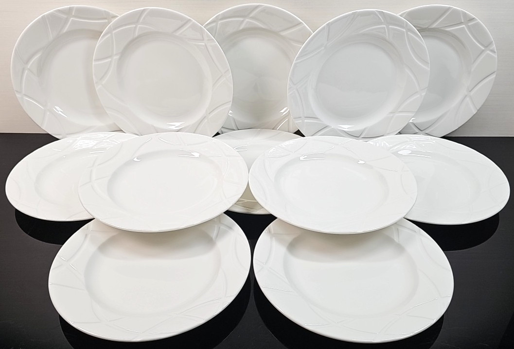 12 Lenox Vibe Salad Plate Set White Swirled Elegant Accent Table Dining Dish Lot