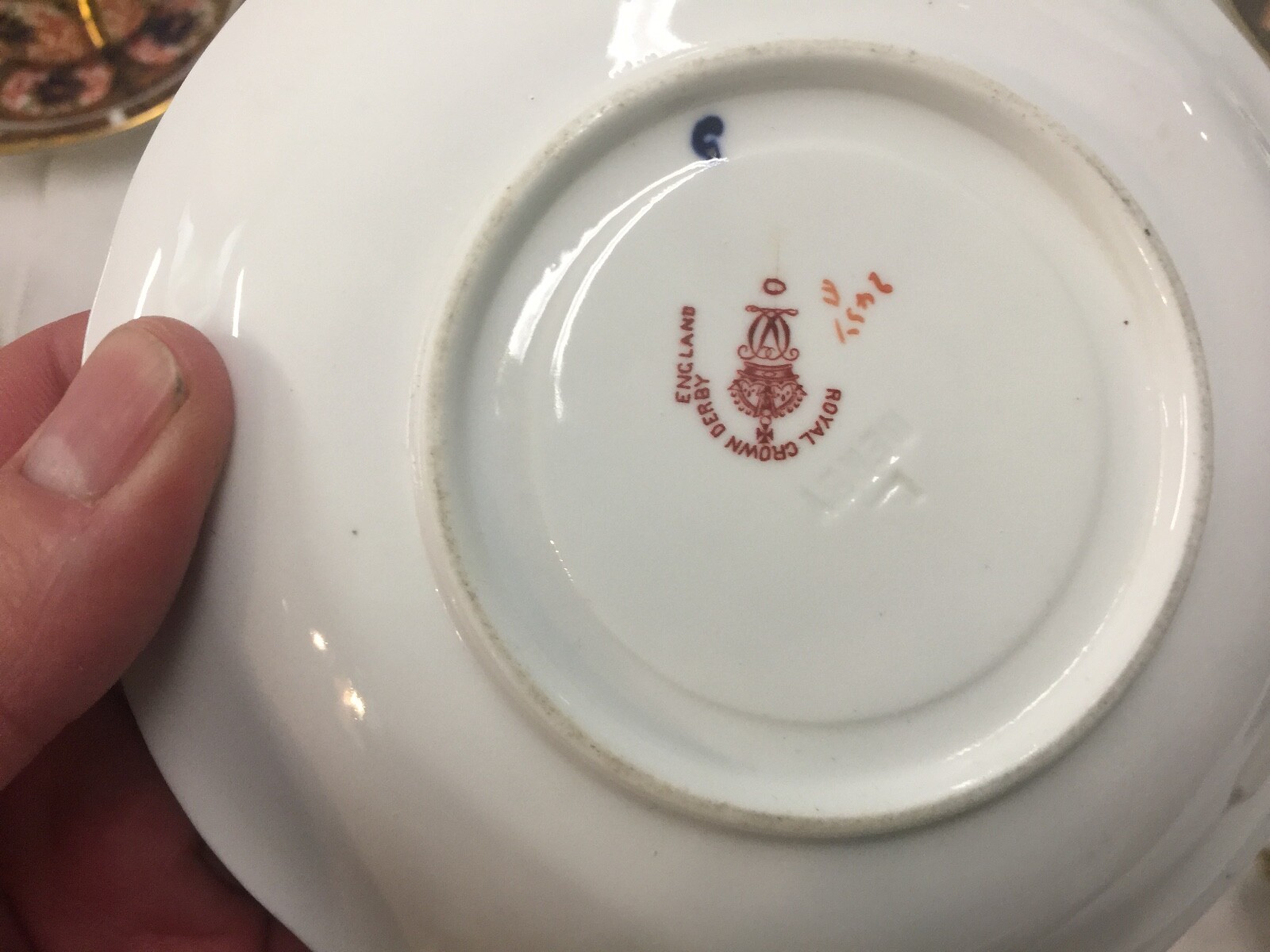 Royal Crown Derby, OLD IMARI, Blue Rust Gold, Flat Demitasse Cup & Saucer Set