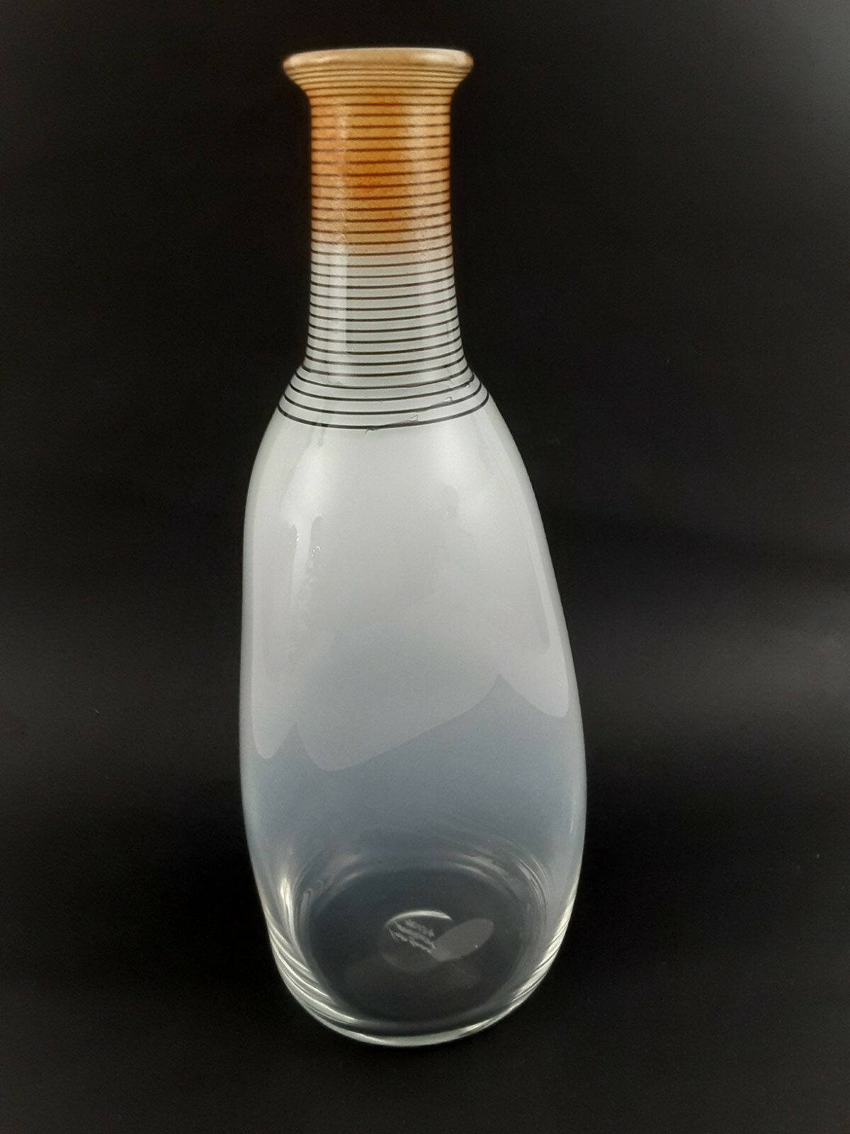 Kosta Boda Bertil Vallien “SPIRIT” Series Bottle Vase Pinched Sides – 12″ x 4″