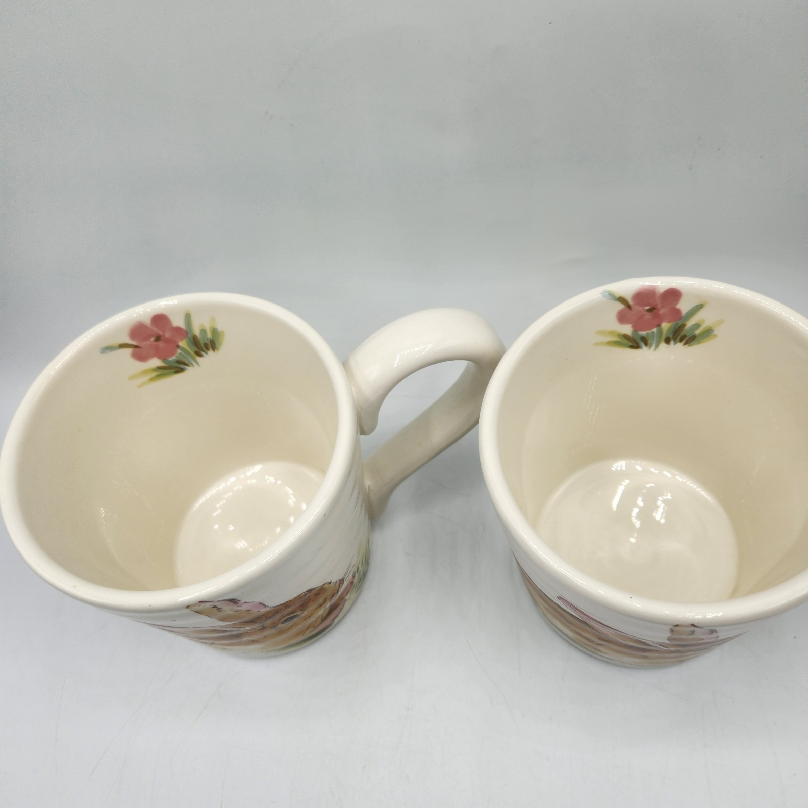 2 Maxcera Watercolor Bunny Rabbit in Grass Mug Cup, Large 20 oz Easter Cup