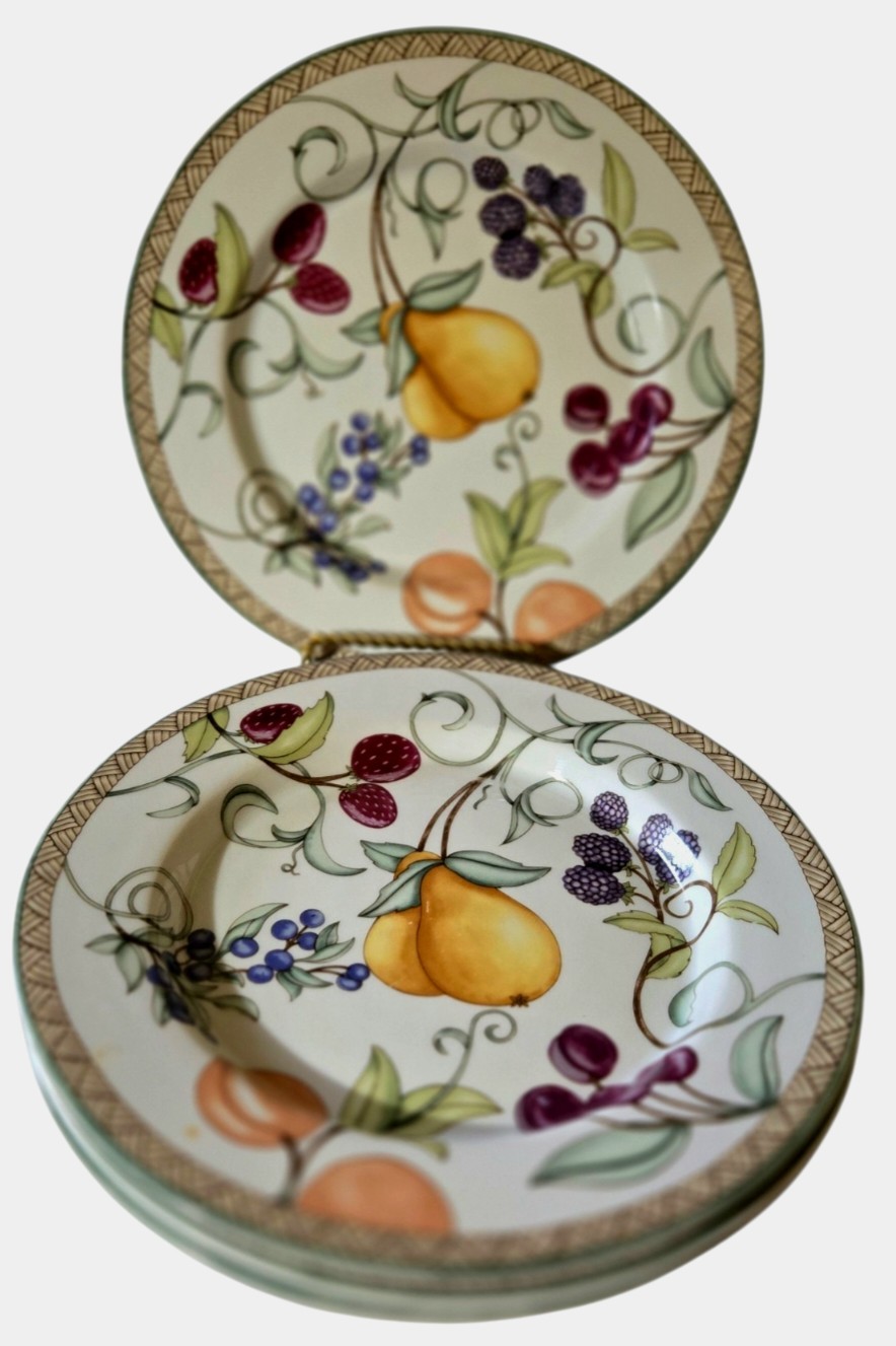 Dansk Umbrian Fruits 9″ Salad Plates Made In Portugal (Set Of 4)