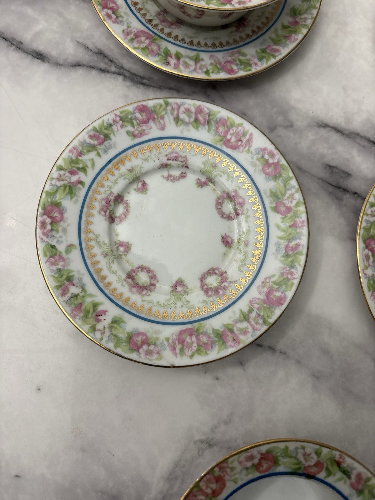 Antique IMPERIAL CHINA AUSTRIA Pink Rose Ramekin & Underplate Set 12 Piece Set