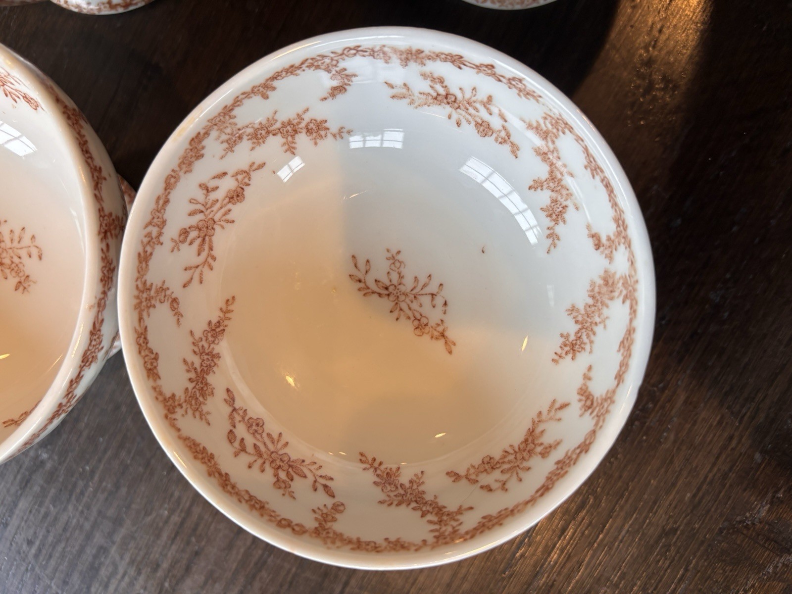 Set Of 4 Vtg Transferware Footed Compote Bowls