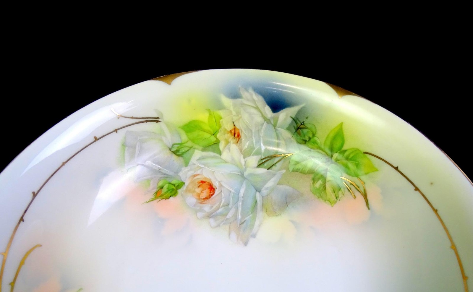 Royal Rudolstadt Prussia Beyer & Bock White Rose And Pastels 9 3/4″ Bowl 1905-31