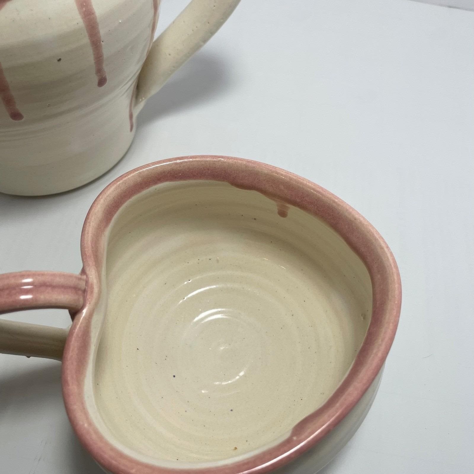 Bear Pottery Studio Pink Drip Glaze Pitcher Creamer Handmade Wisconsin Studio