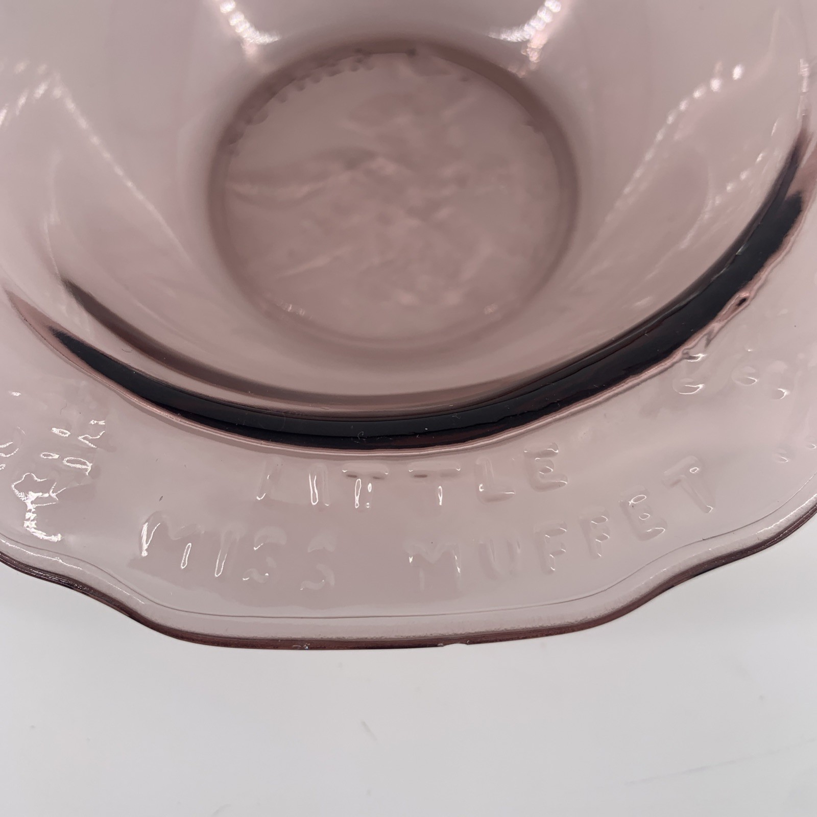 Amethyst Indiana Glass Nursery Rhyme Grill Plate, Bowl and Mug Vintage 3 Pc Set