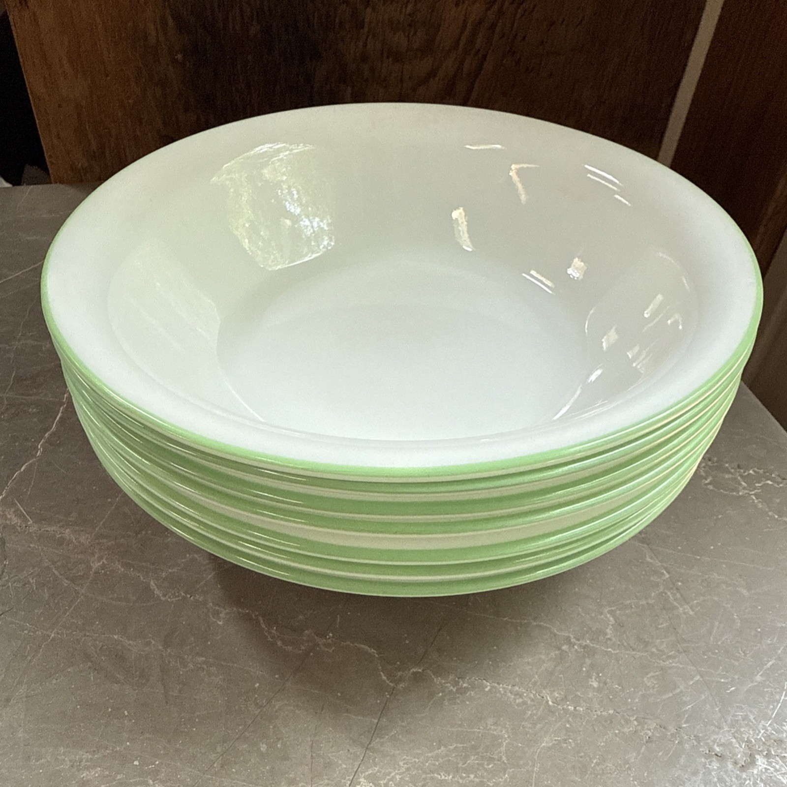 Corelle Spring Blossom Garden Ivy Green Rim Bowls 7.25″ Soup Cereal Set of 7