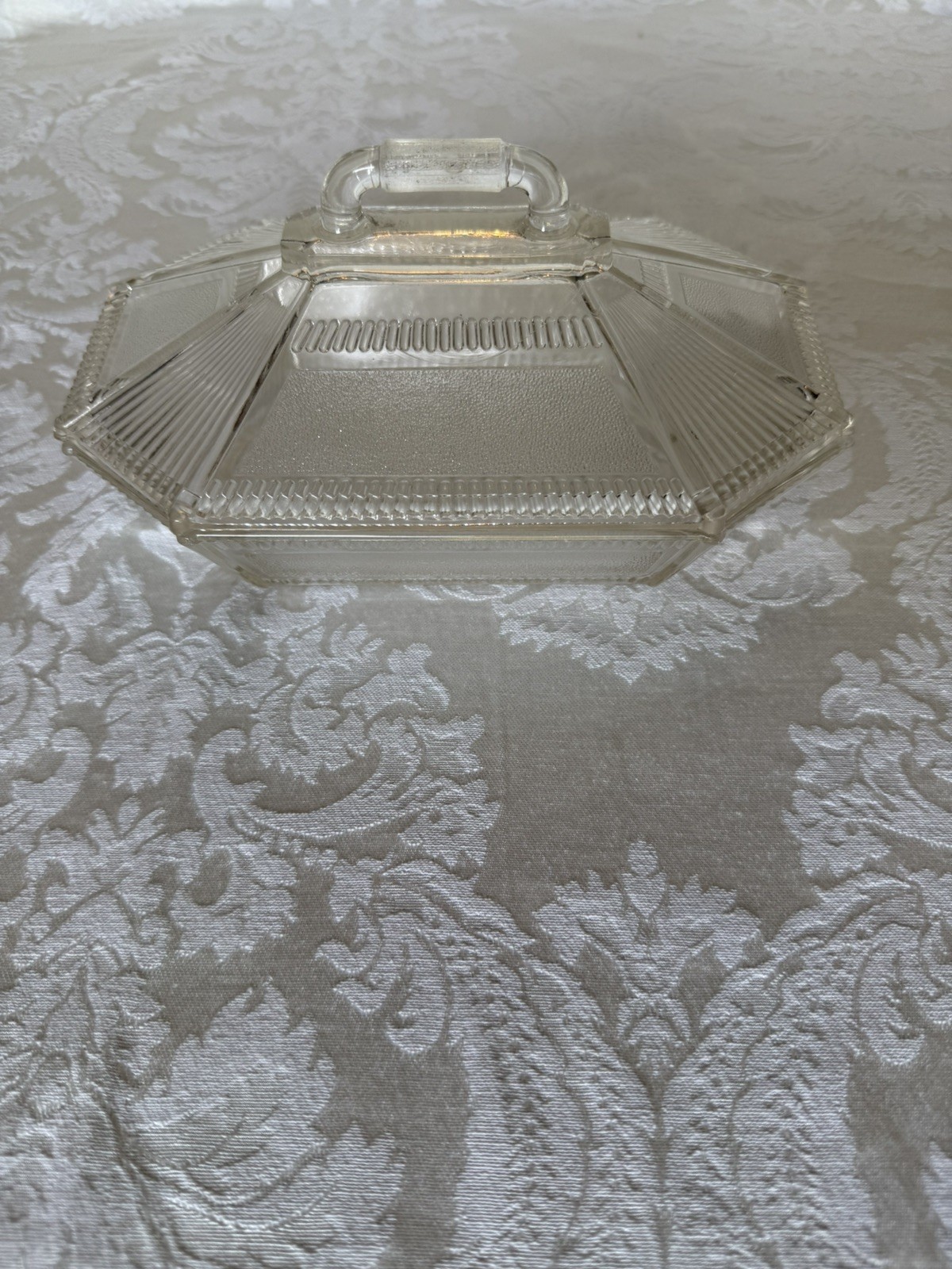 EAPG Bryce, Walker & Co. Glass Covered Dish, circa 1887. Derby / Pleat & Panel