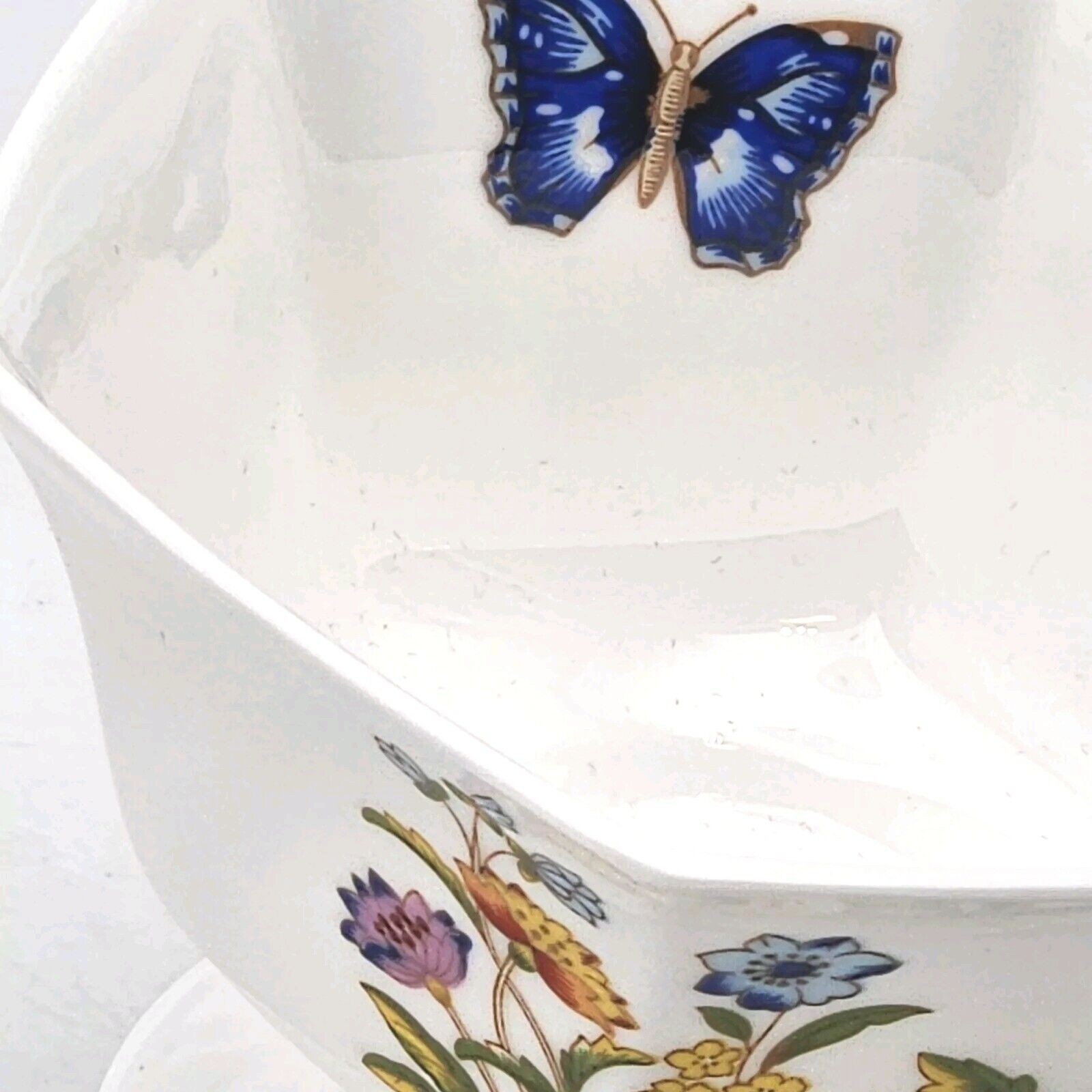Aynsley Cottage Garden Hexagon Footed Bowl English Bone China 3″ Tall VTG 1985