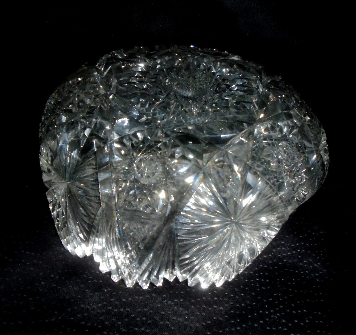 Antique American Brilliant Period ABP Deep Cut Crystal Bowl Sawtooth Rim 10″