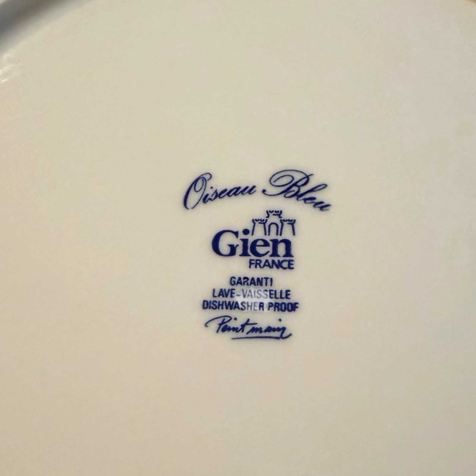 Rare Gien France Oiseau Bleu Fruit Hand Painted 12” Cake Plate Tart Platter