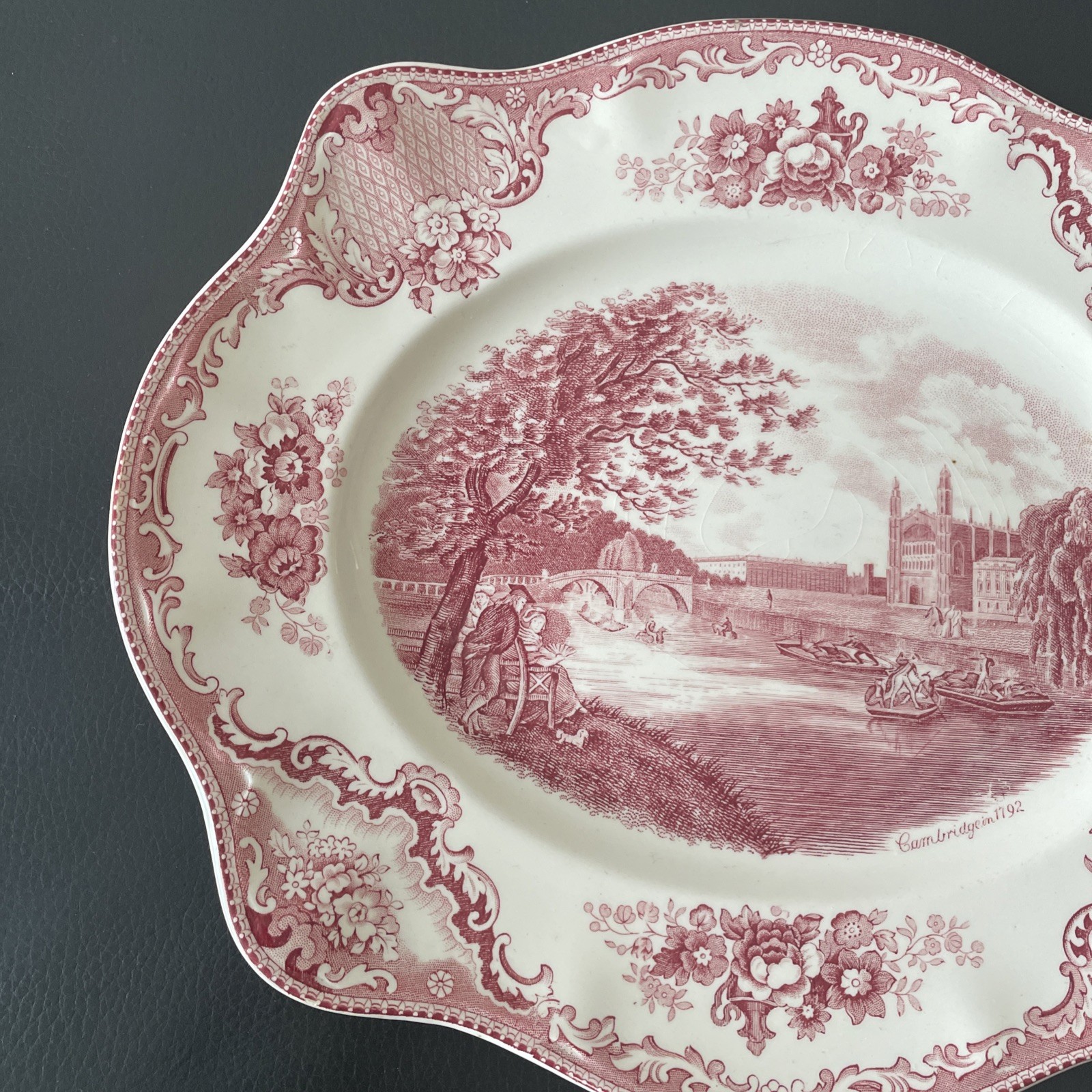 Johnson Brothers Old Britain Castles Cambridge Pink Transferware Platter 12″