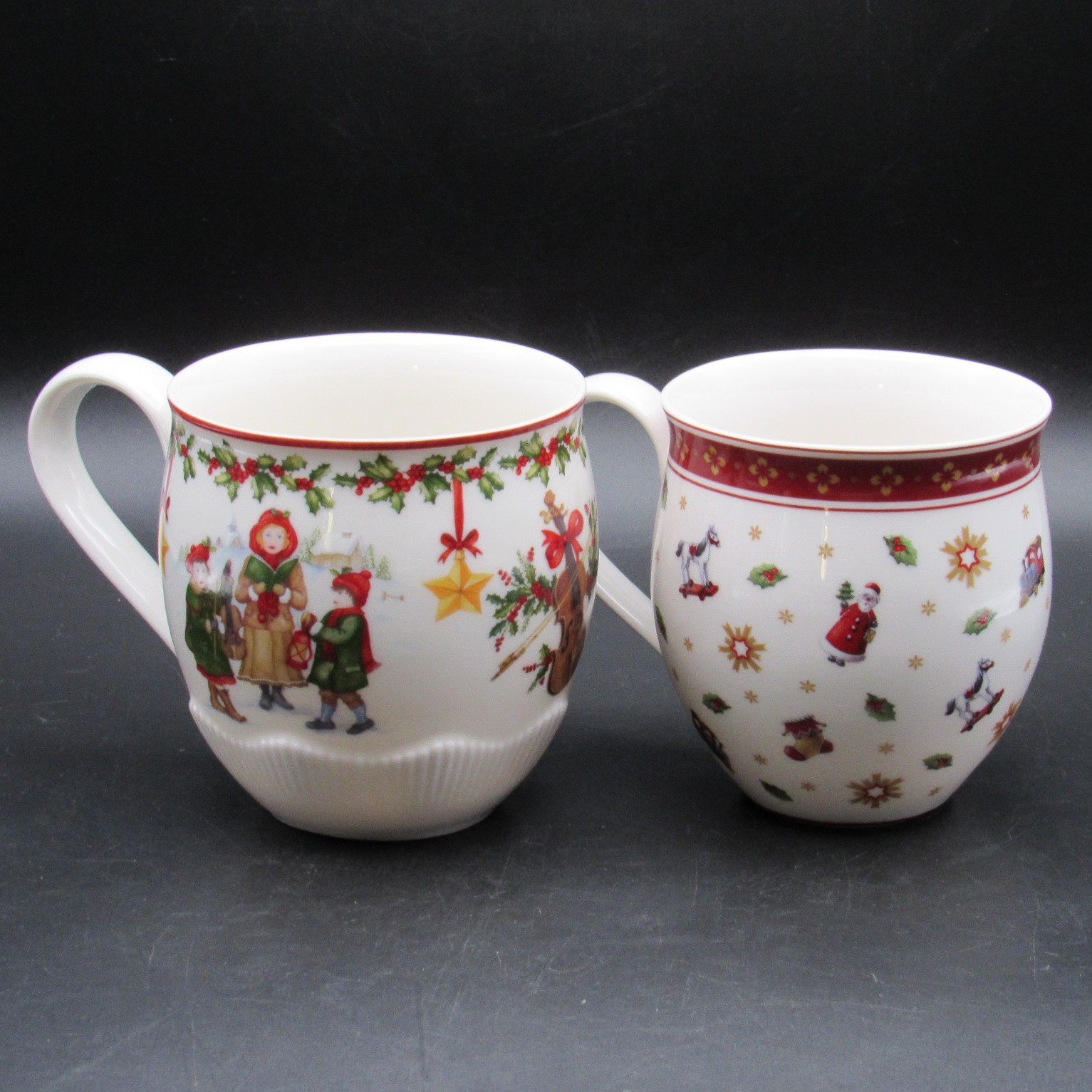 Villeroy & Boch Christmas Mugs Set of 2 Holiday Porcelain Coffee Cups 12oz 15oz