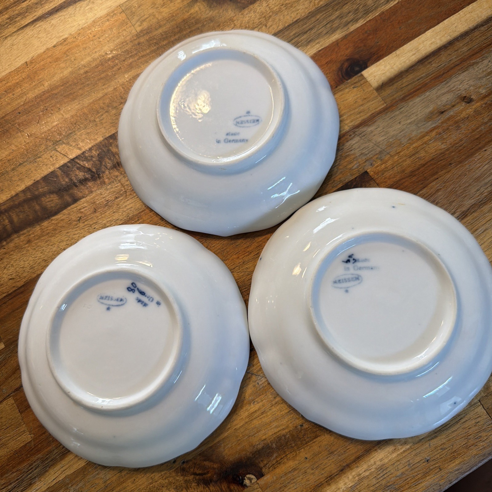 J07A~ Meissen Blue Onion Fruit Dessert Sauce Bowls 5 1/4″ Set of 3 Vintage READ
