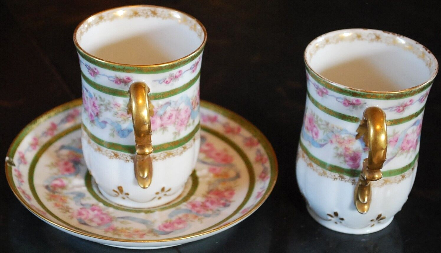 HAVILAND LIMOGES Antique Set CHARLES FIELD Chocolate Pot/ 2 Cups 1 Saucer FRANCE