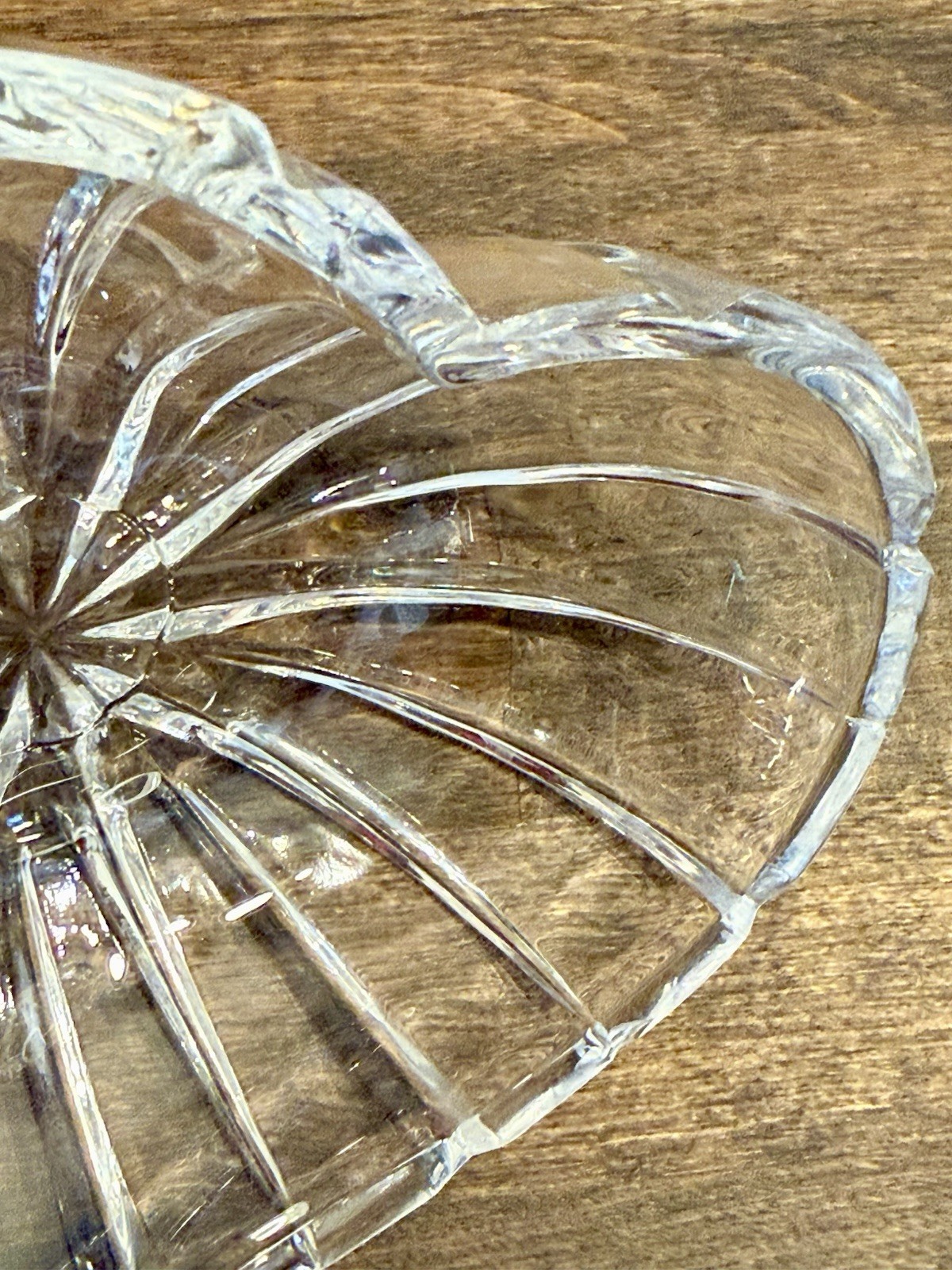 Vintage Heart Shaped Crystal Bowl Heavy Clear Cut Crystal Candy Trinket Dish 6.5