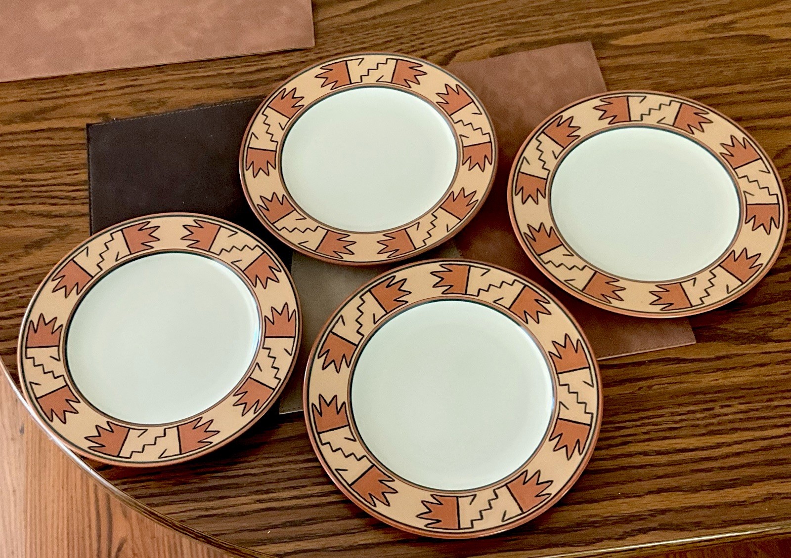 (4-pc-set) Mikasa Terrastone Laramie SALAD PLATES Southwestern 8-3/8” MINT