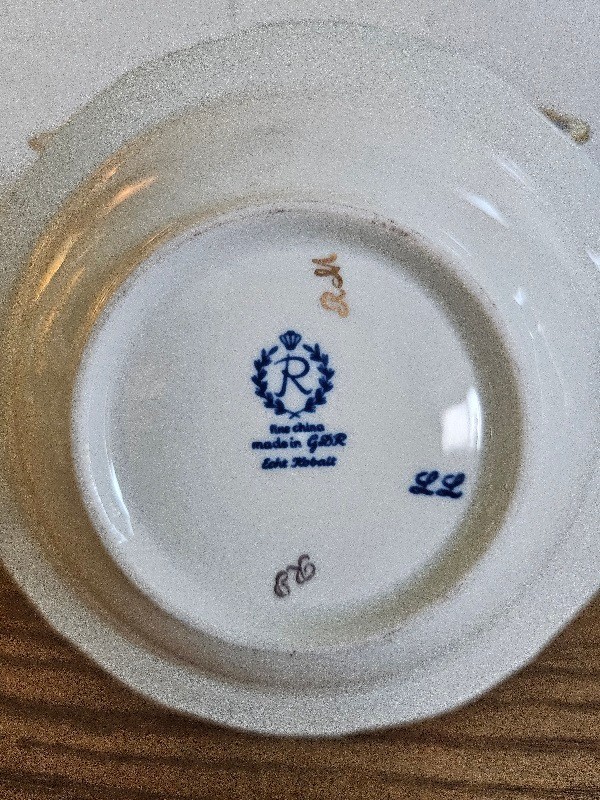 Reichenbach china kobalt gold painted flowers Set 12 Berry Bowls Echt Kobalt